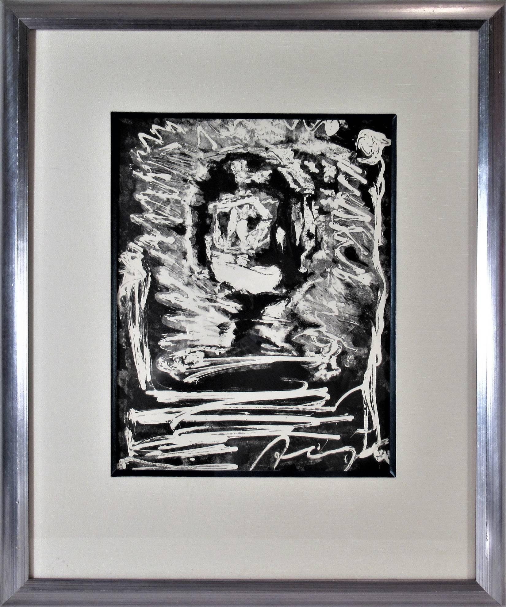 Abstract Print di Adja Yunkers - "Faccia di luna" Litografia originale.