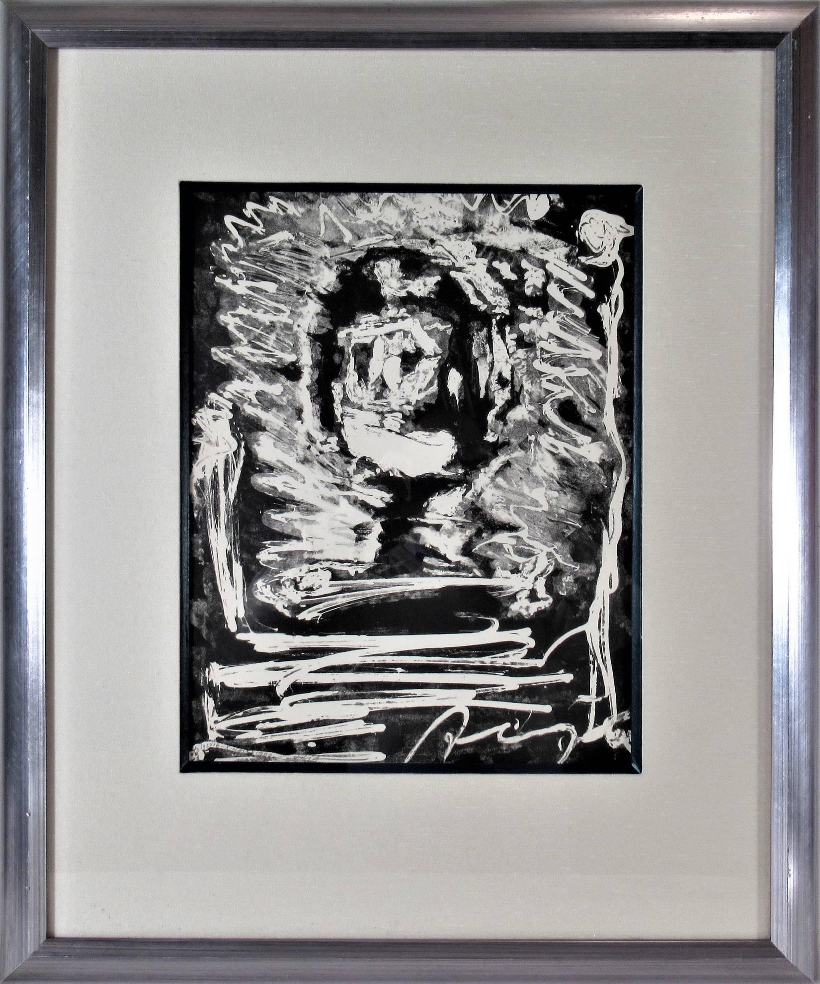 Adja Yunkers Abstract Print - "Moon Face" Original lithograph. 