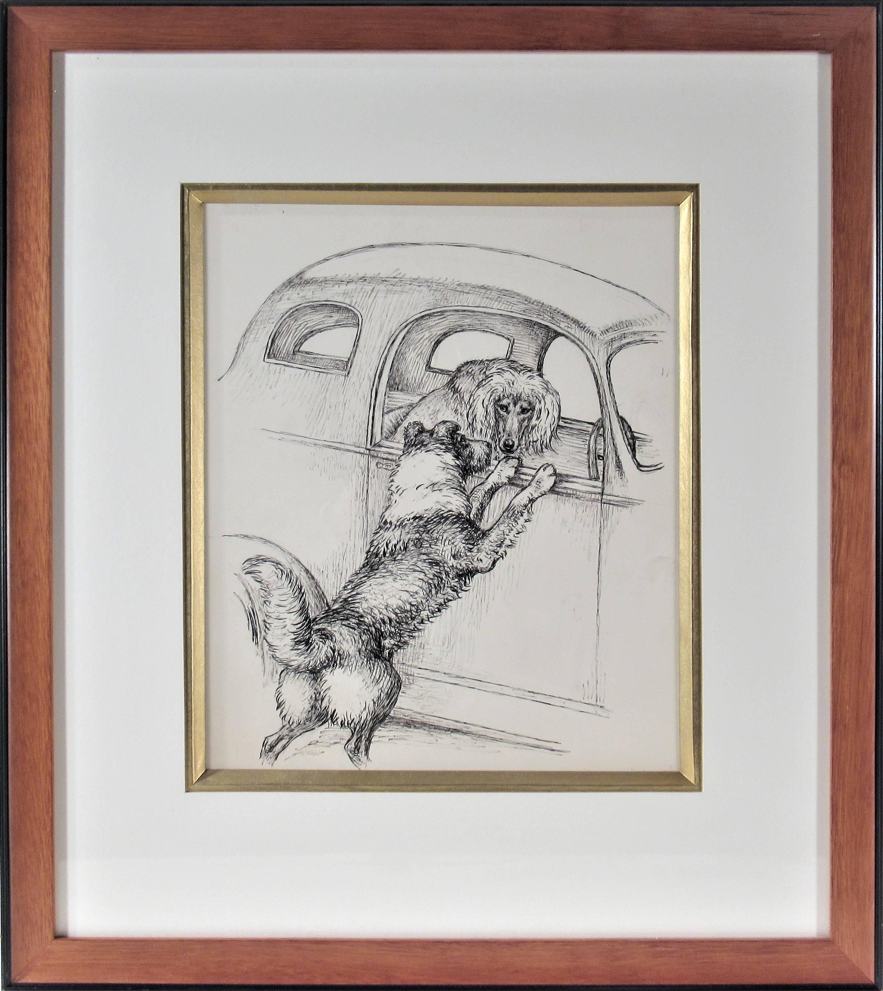 Margaret Sweet Johnson Animal Art - Dog in the Car