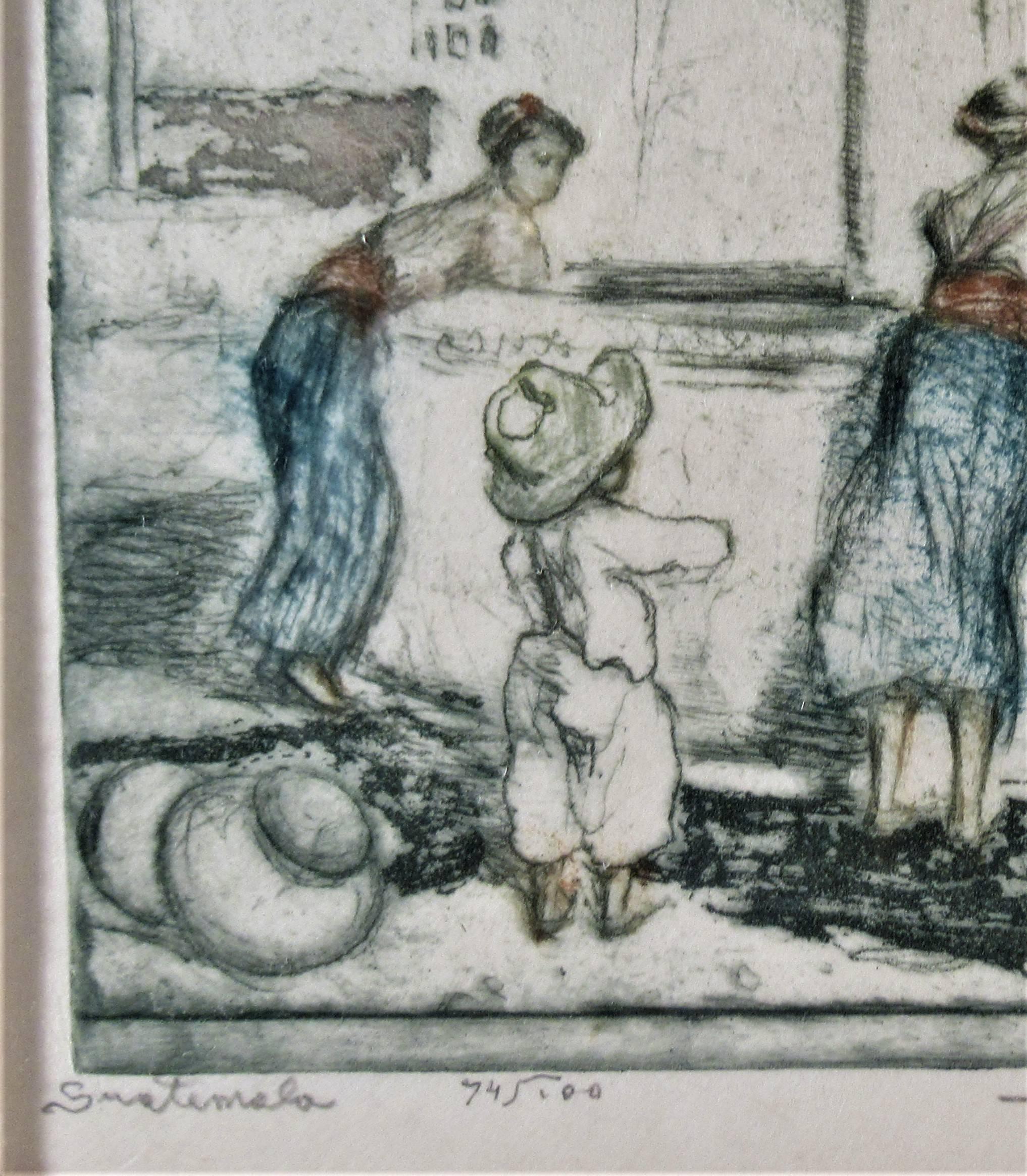 Guatemala - Figurative Print Grigio di Max Pollak
