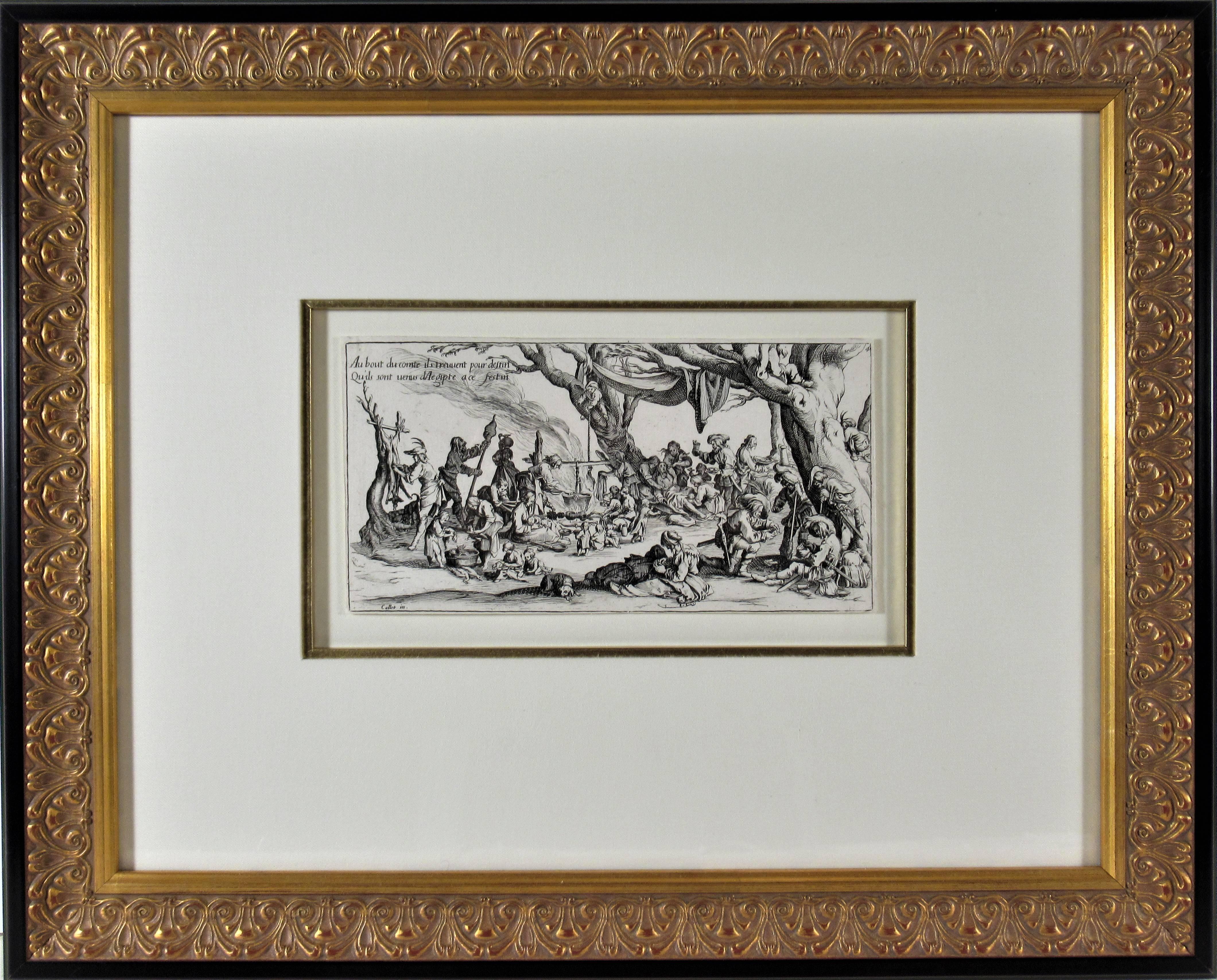Jacques Callot Figurative Print - The Feast, from the suite les Bohemiens