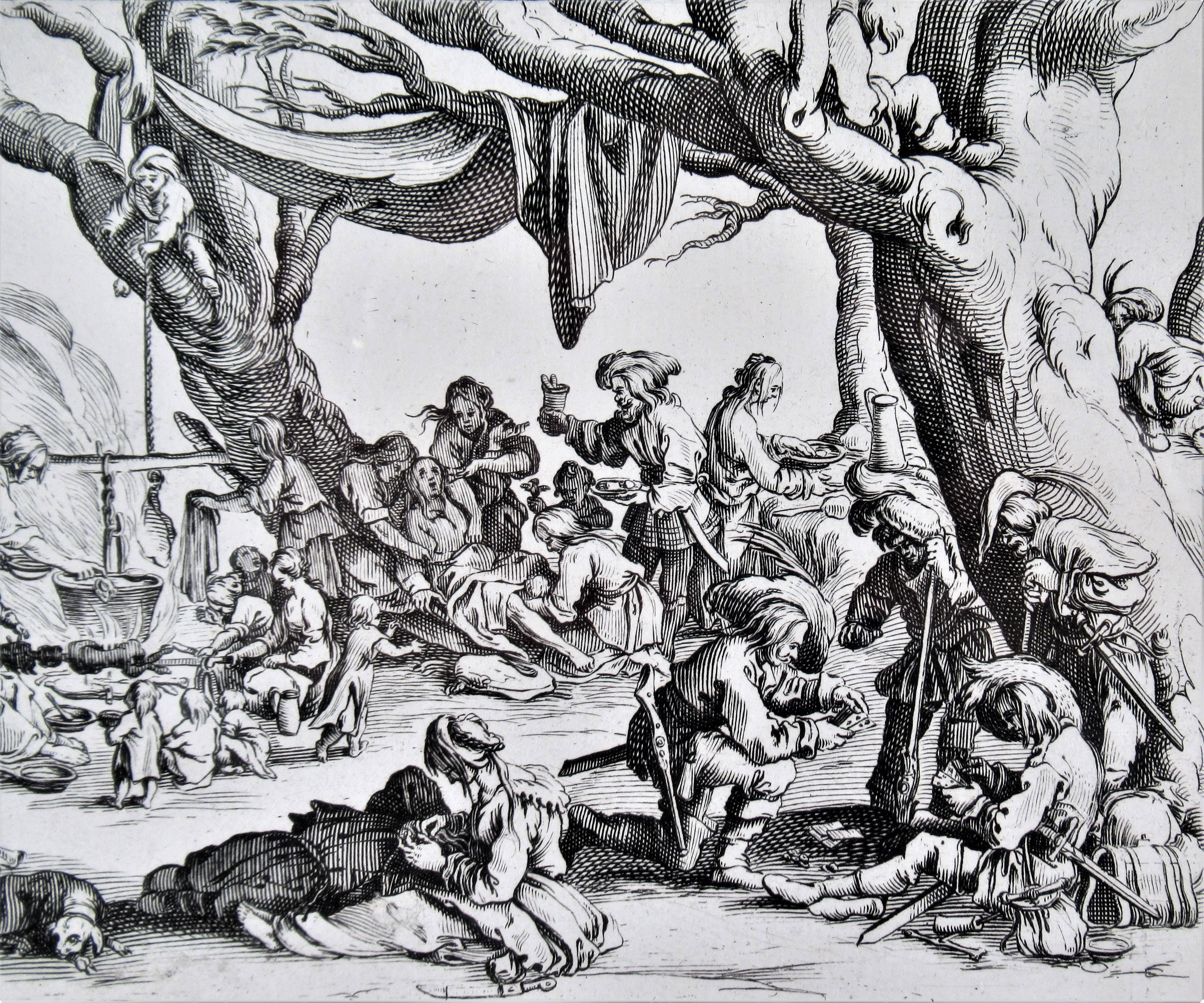 La fête, de la suite des bohèmes - Réalisme Print par Jacques Callot