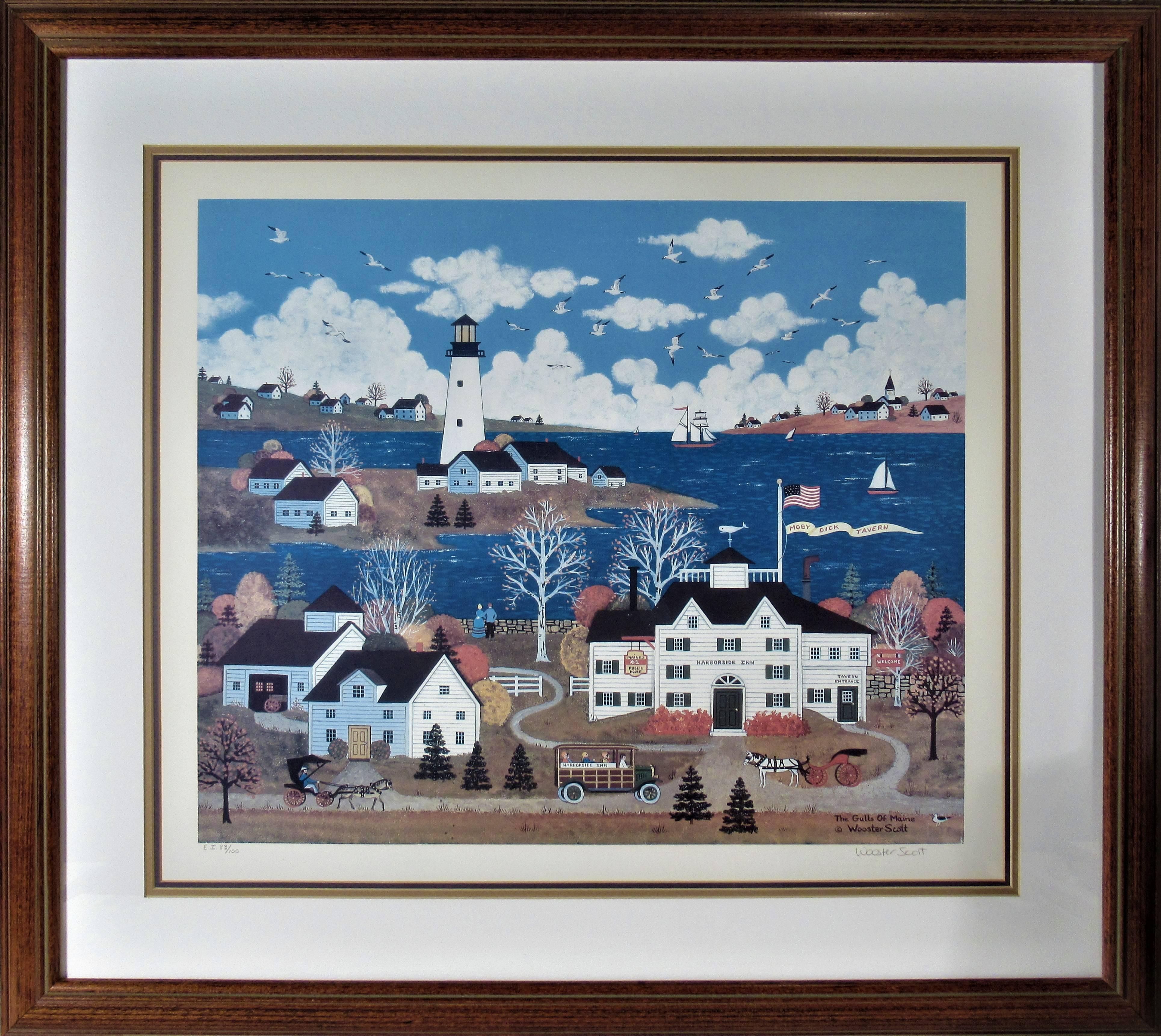 Jane Wooster Scott Figurative Print - The Gulls of Maine