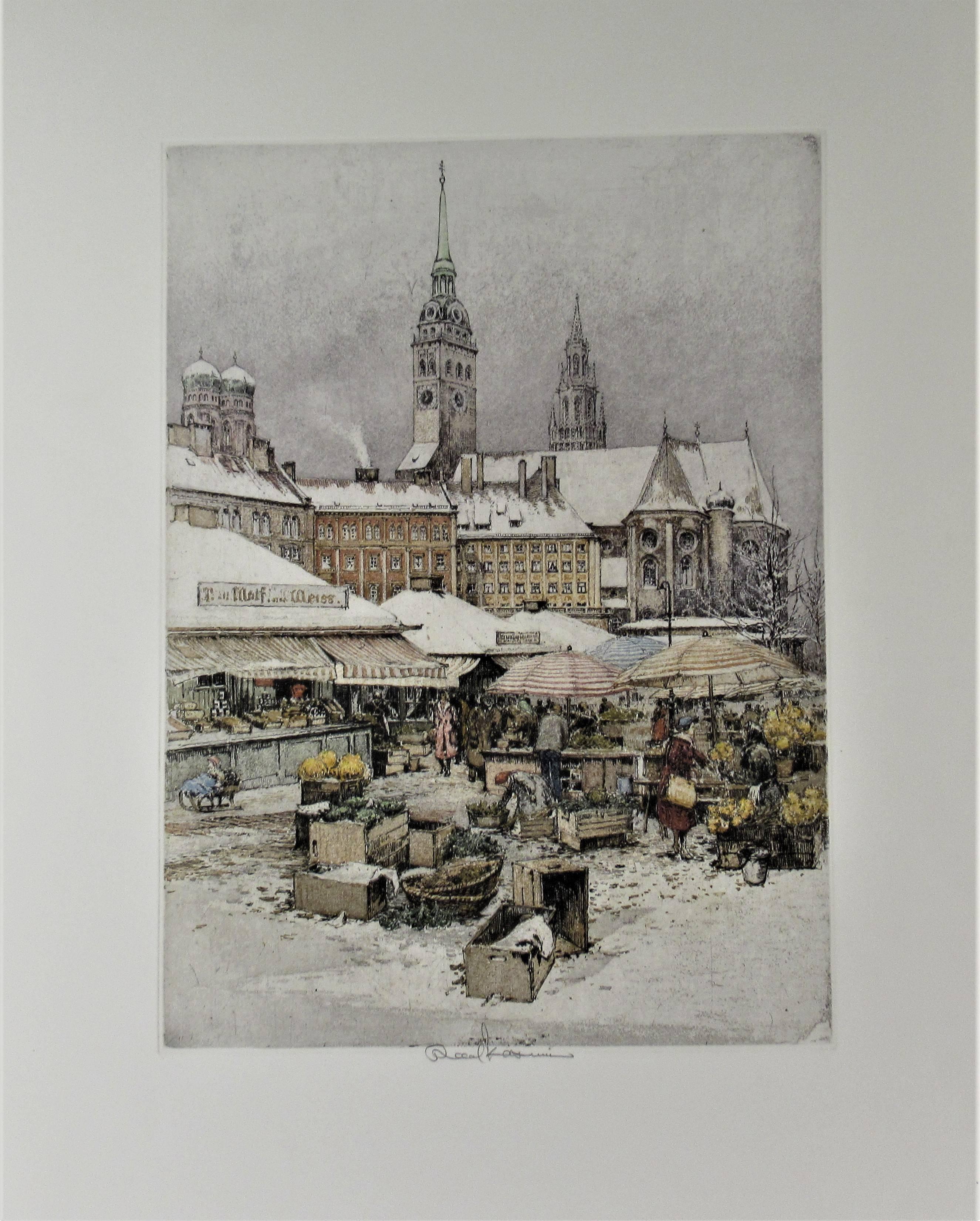Robert Kasimir Figurative Print - Munich Market