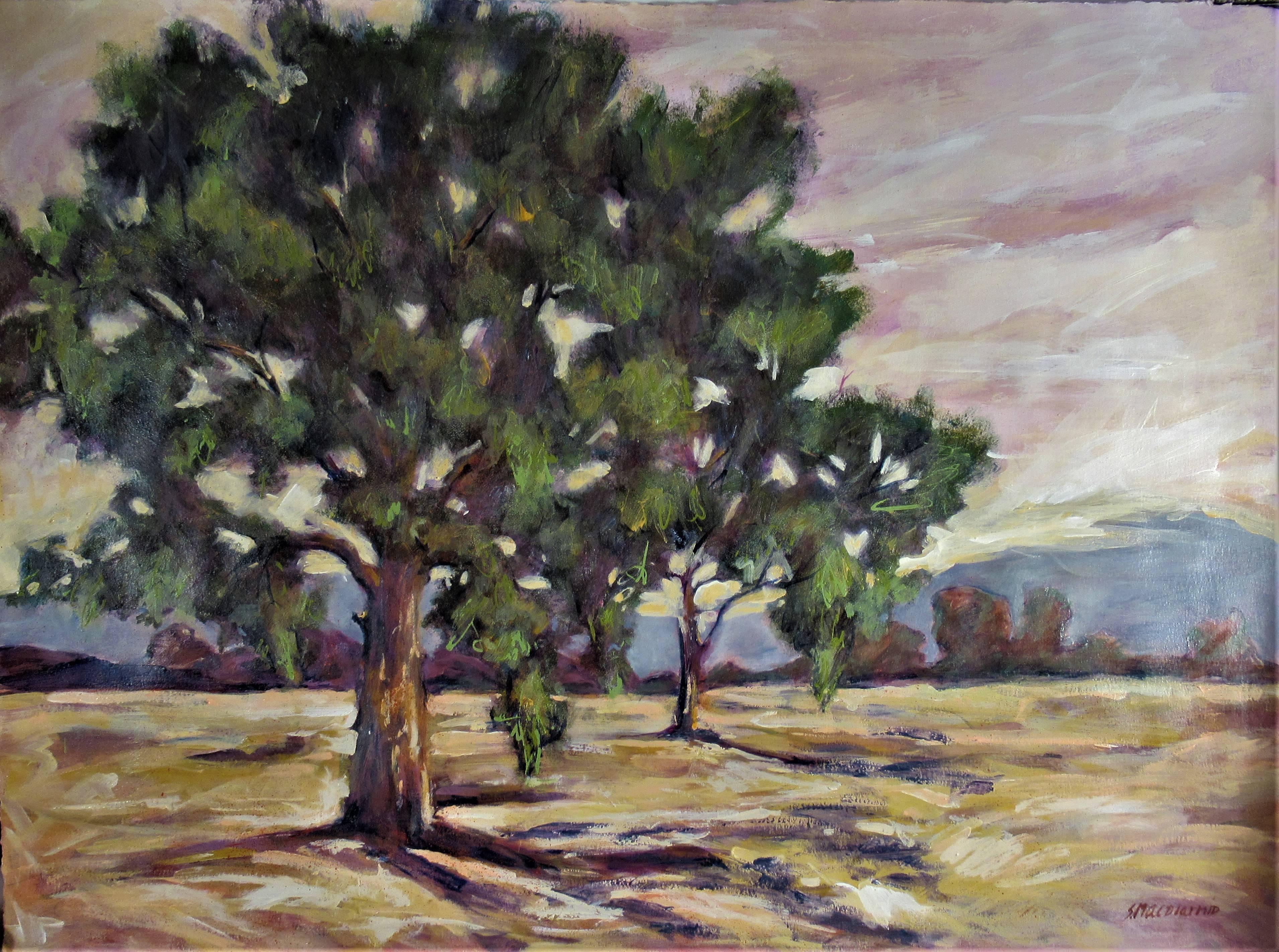 Sandra Phipps MacDiarmid Landscape Art – Eichenholz Tress #1