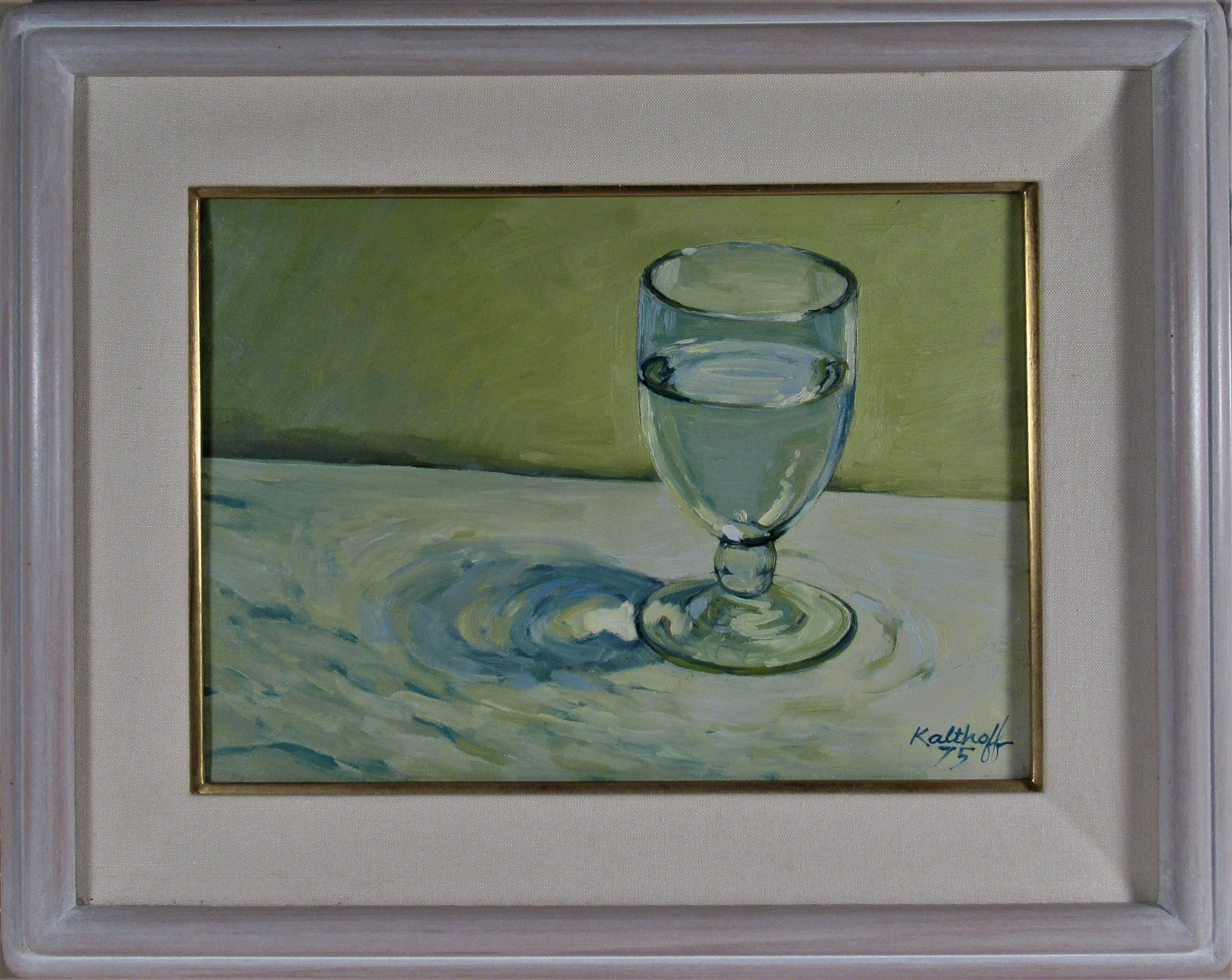 Robert Kalthoff Still-Life Painting – Stillleben mit weißem Weinglas