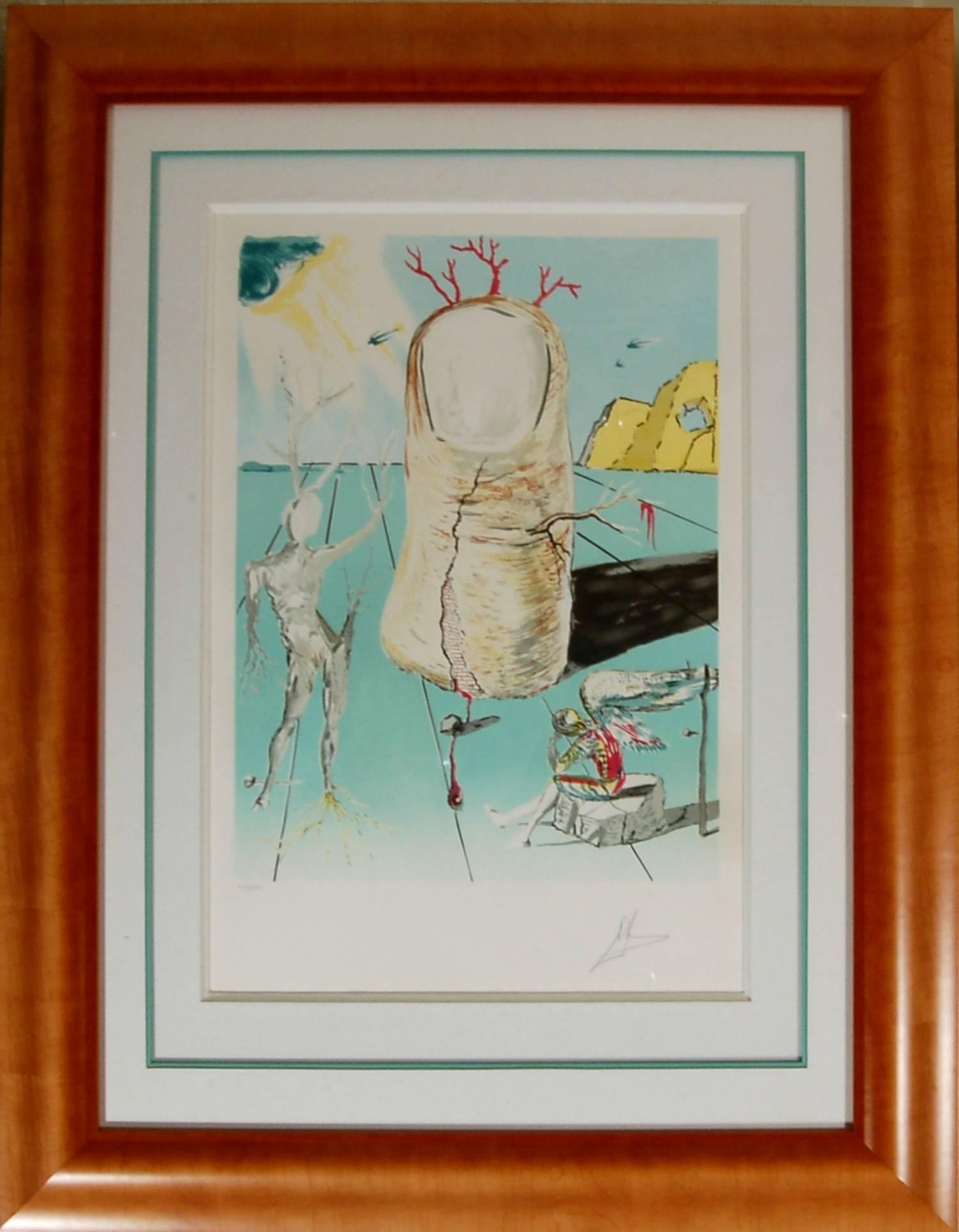 Salvador Dalí Figurative Print - The Thumb, The Vision of the Angel of Cap Creus