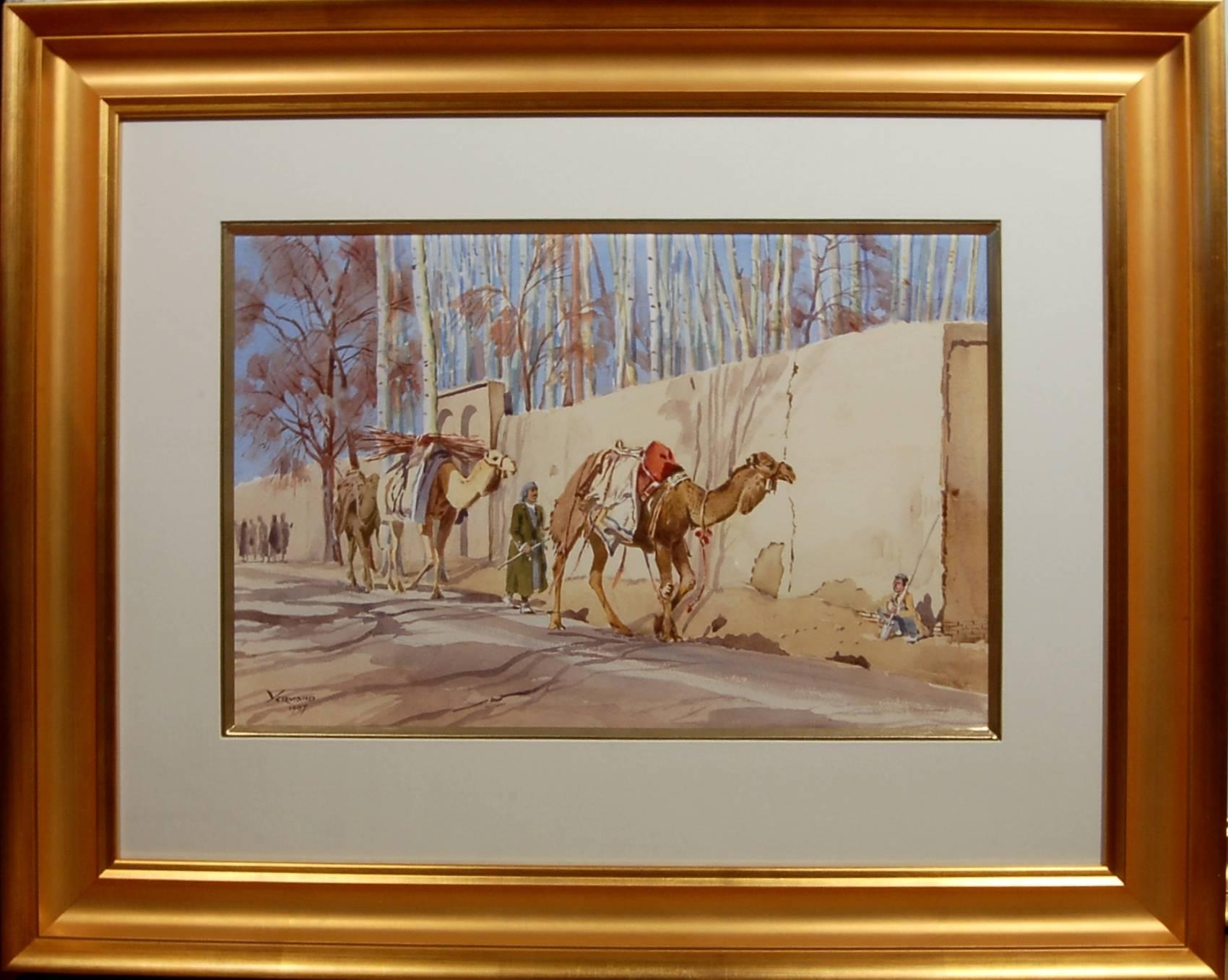 Yervand Nahapetian Animal Art - Scene with Camels and Personages