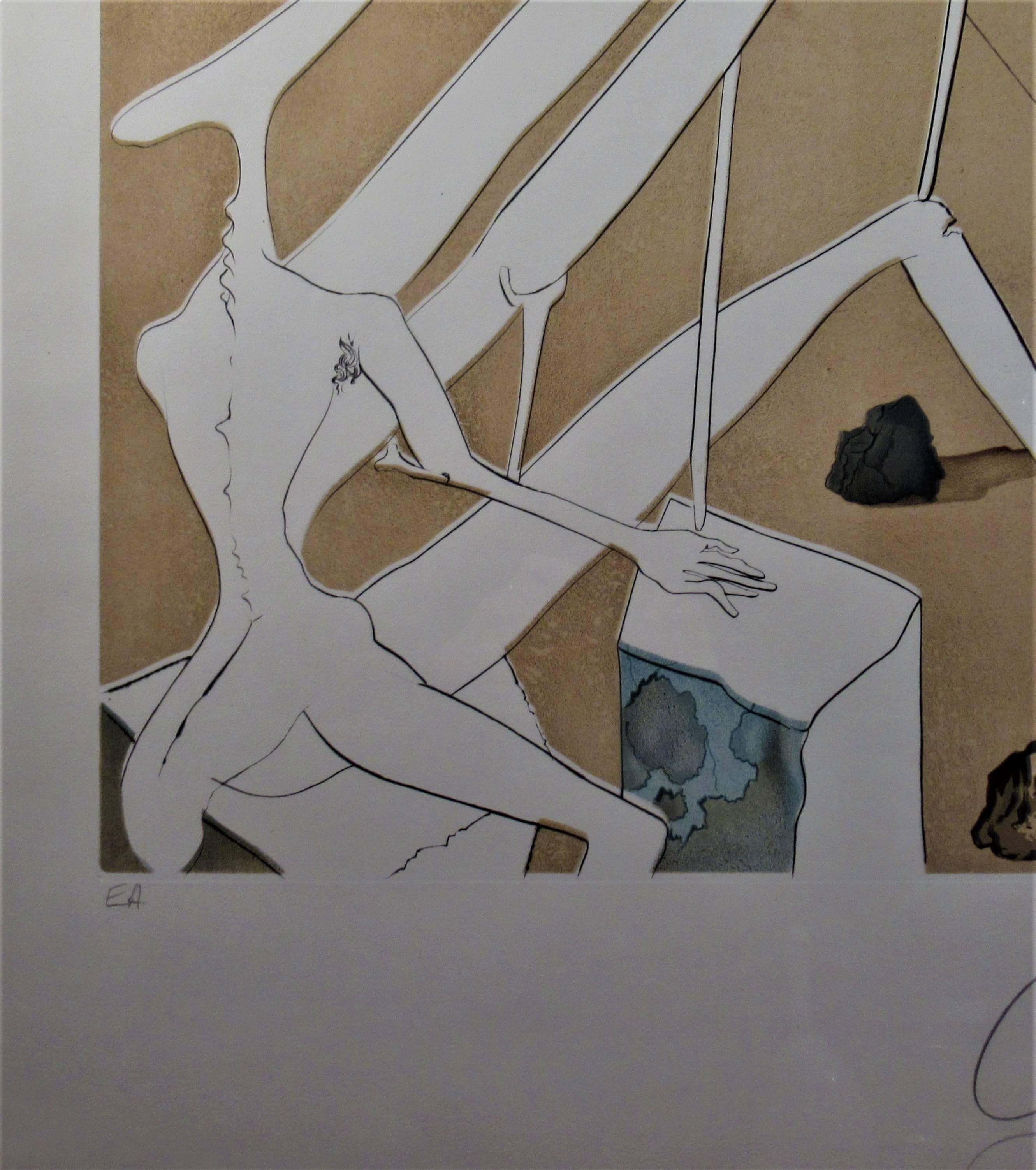 Dali Martian muni d'un Double Microscope Holoelectronique (Grau), Abstract Print, von Salvador Dalí