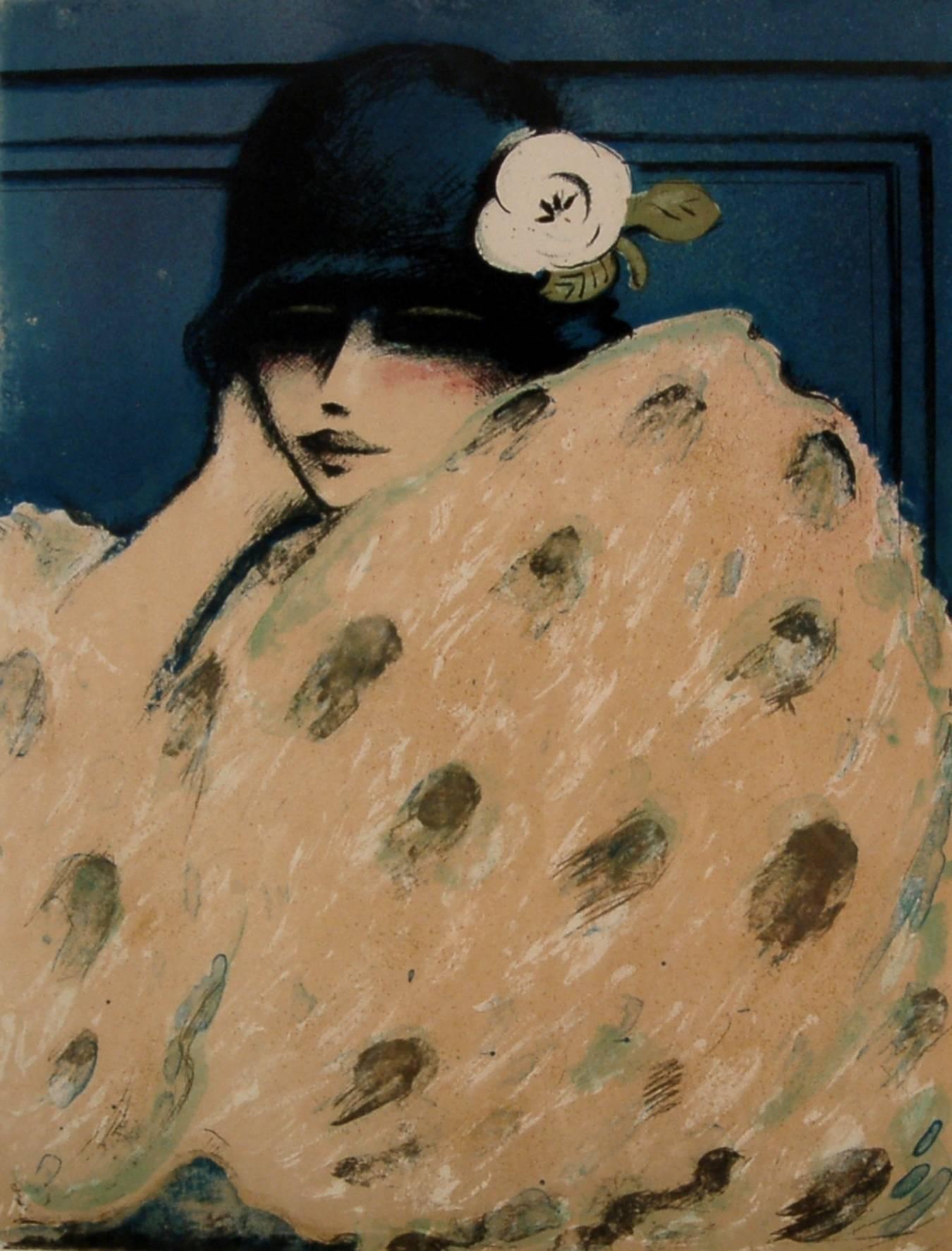 Woman with Hat - Print by Jean-Pierre Cassigneul