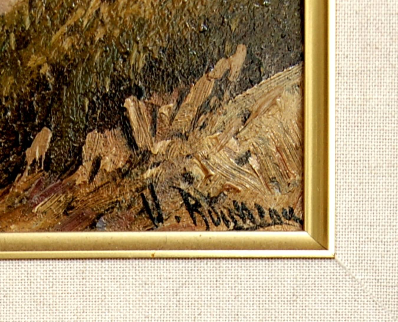 Paisaje con casa - Painting Impresionista de Victor Rousseau