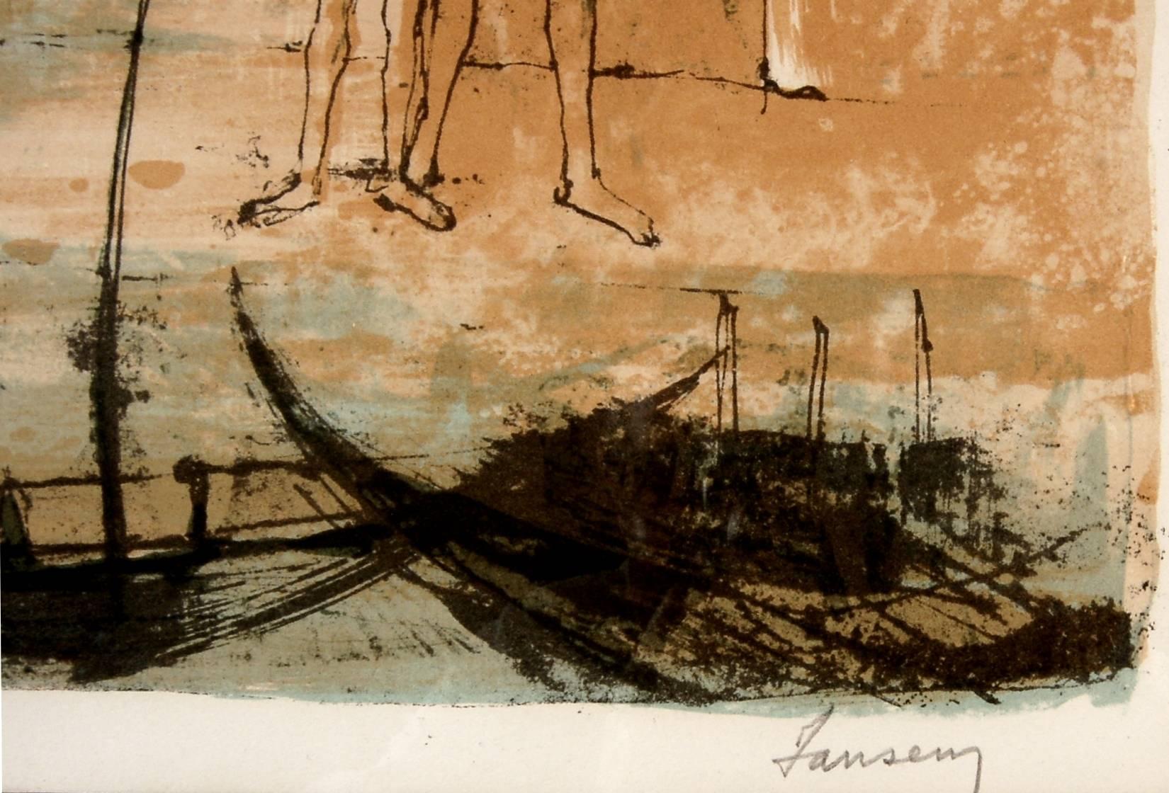 Quais a Venise, ein Venise (Expressionismus), Print, von Jean Jansem