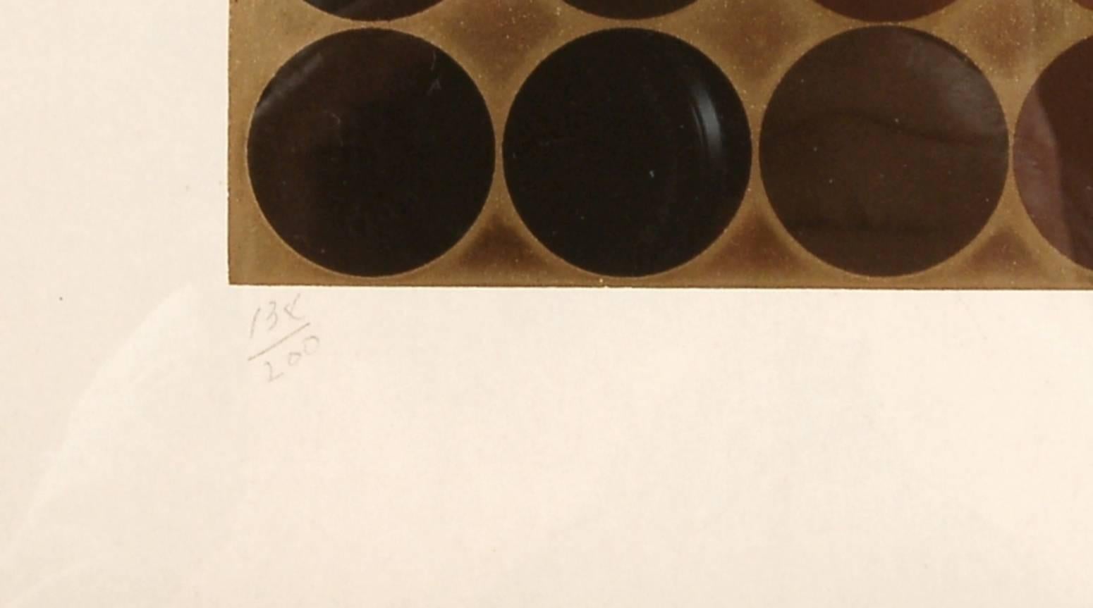 Diaf - Brown Abstract Print by Victor Vasarely