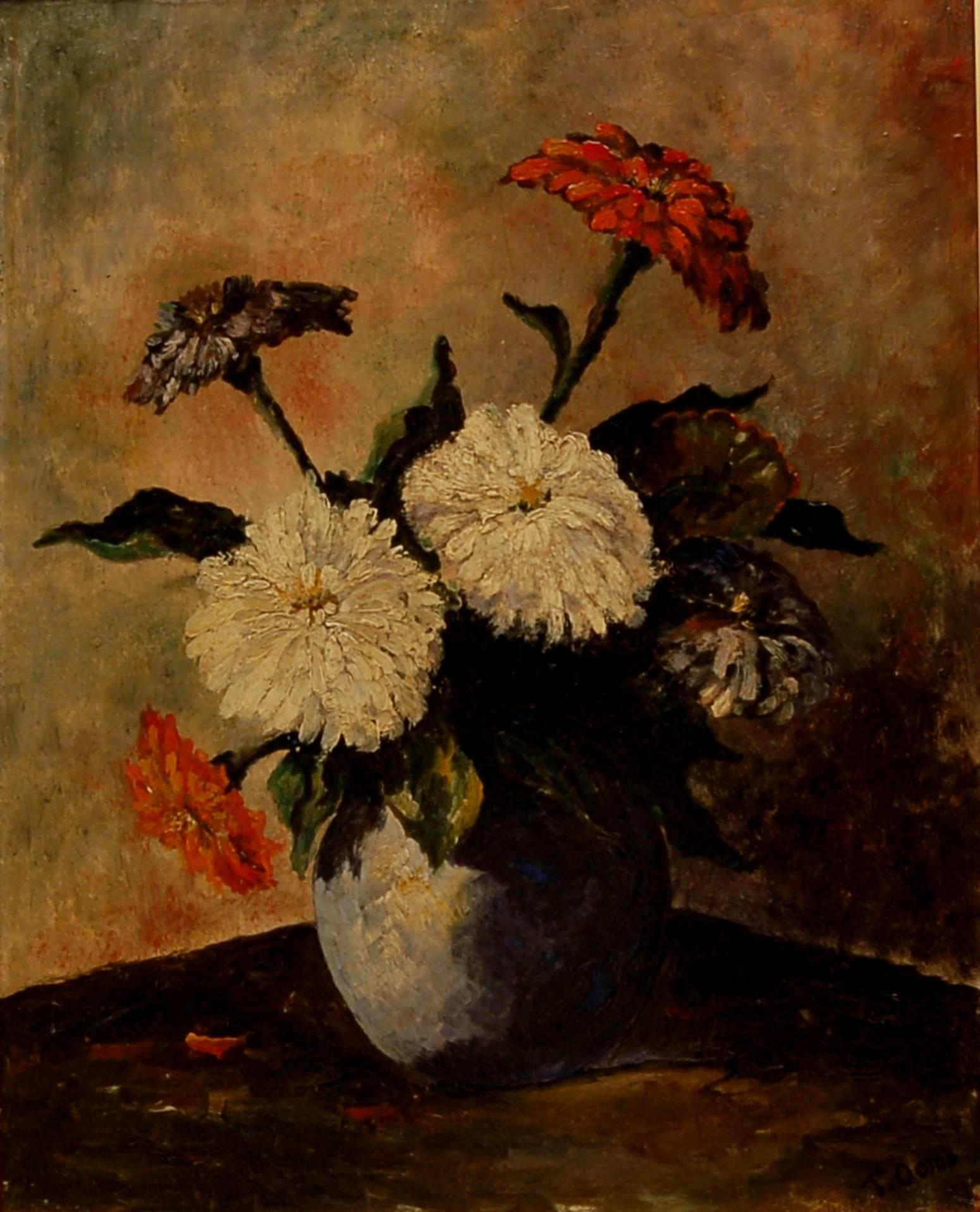 Still Life Flowers - Painting by Teunis Ooms