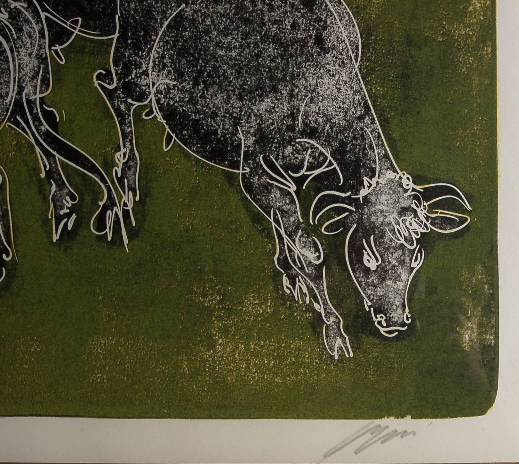 Bulls - Print by Hans Erni