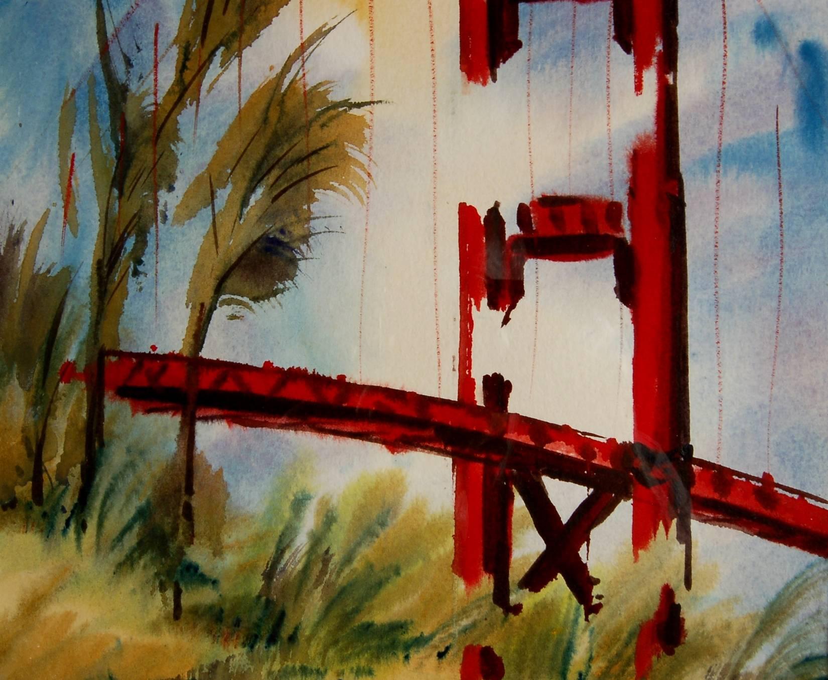 golden gate bridge watercolor