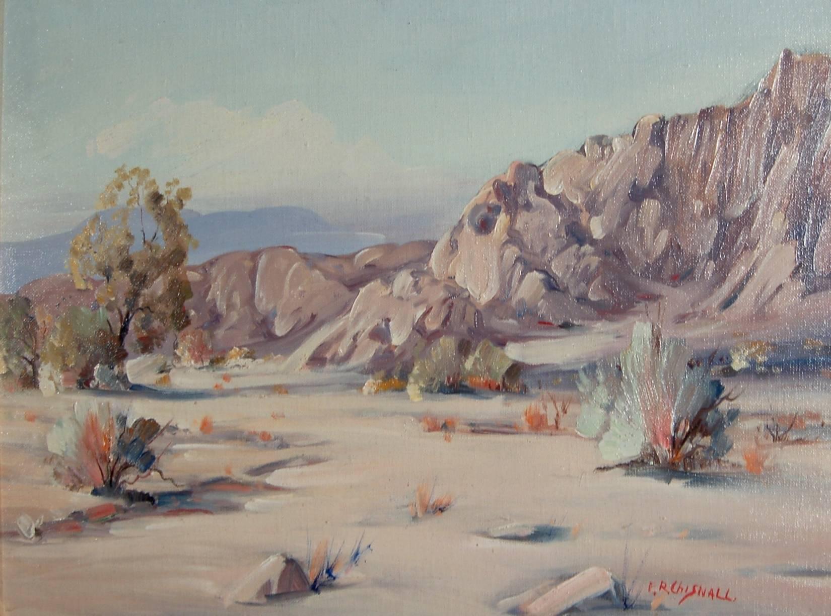 Scena del deserto vicino a Palm Spring - Painting di Frederick Richard Chisnall