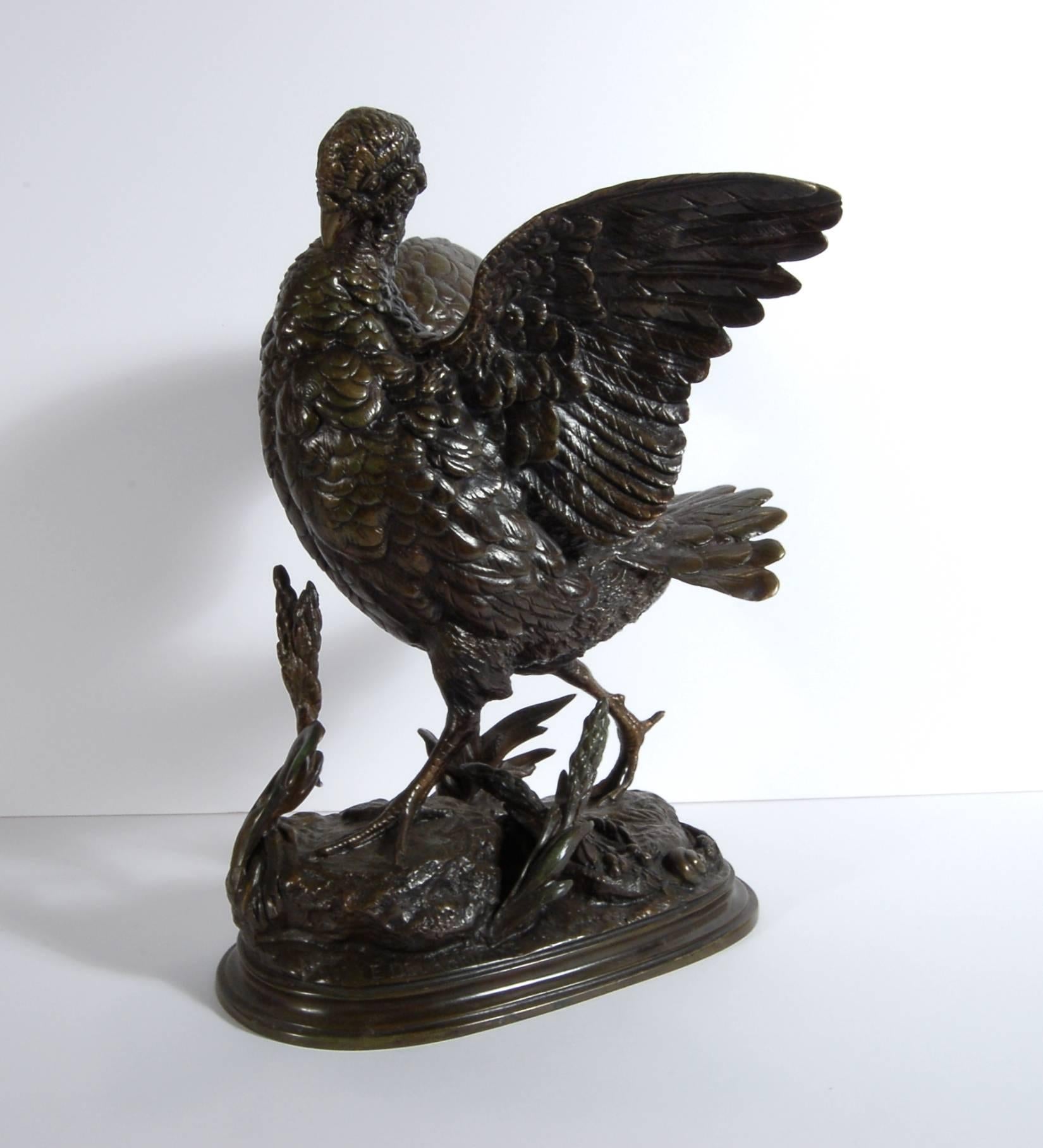Le Vogel - Or Figurative Sculpture par Paul Edouard Delabriere