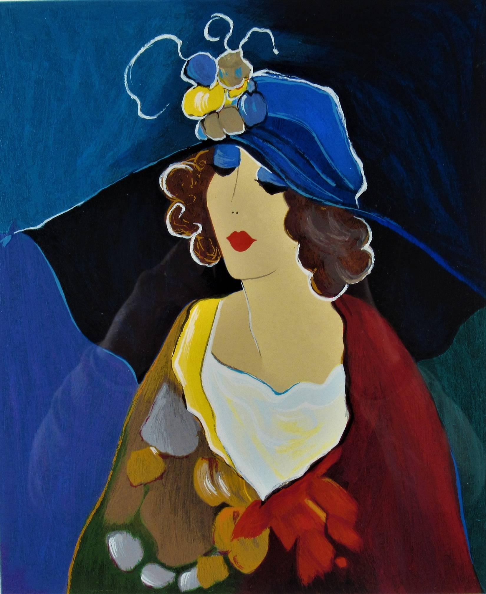 Debbie, Woman with Hat - Print by Itzchak Tarkay