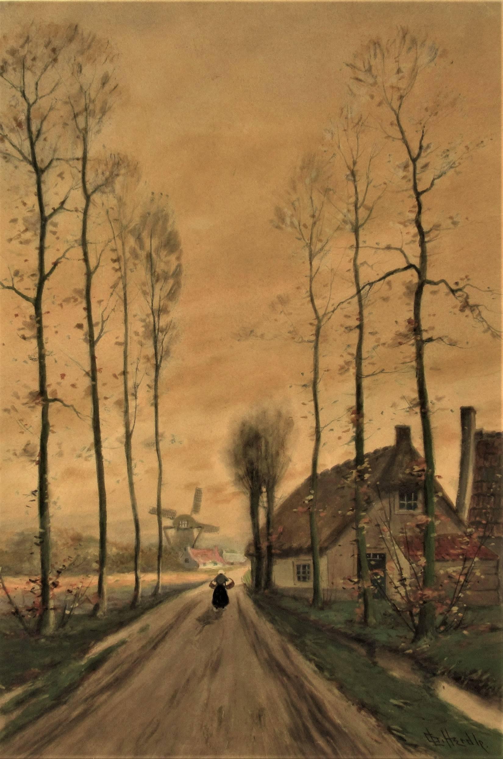 Dutch Landscape with Road - Art by George Leonard Linton Herdle