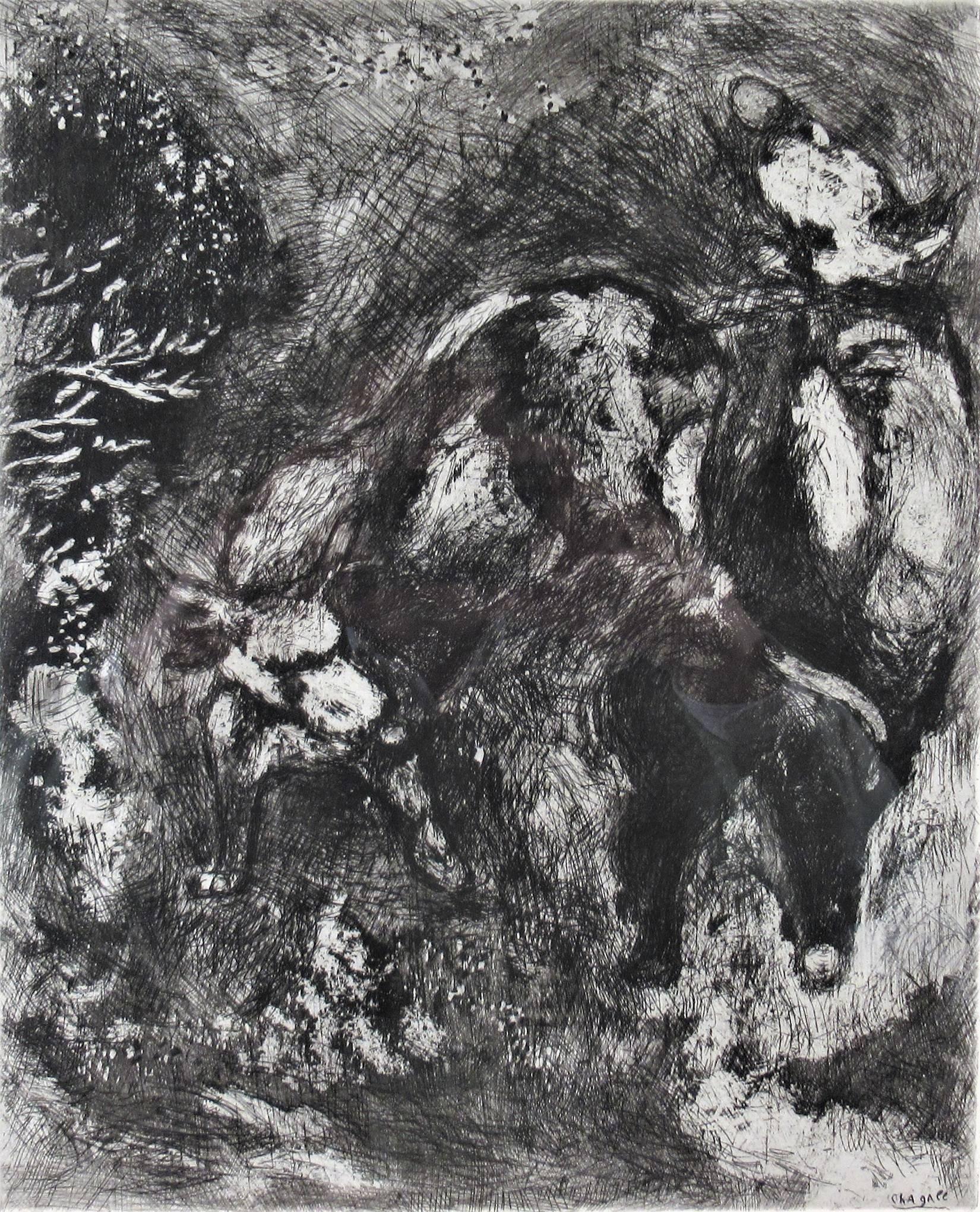 The Two Bulls And The Frog, From the suite Les Fables De La Fontaine - Print by Marc Chagall