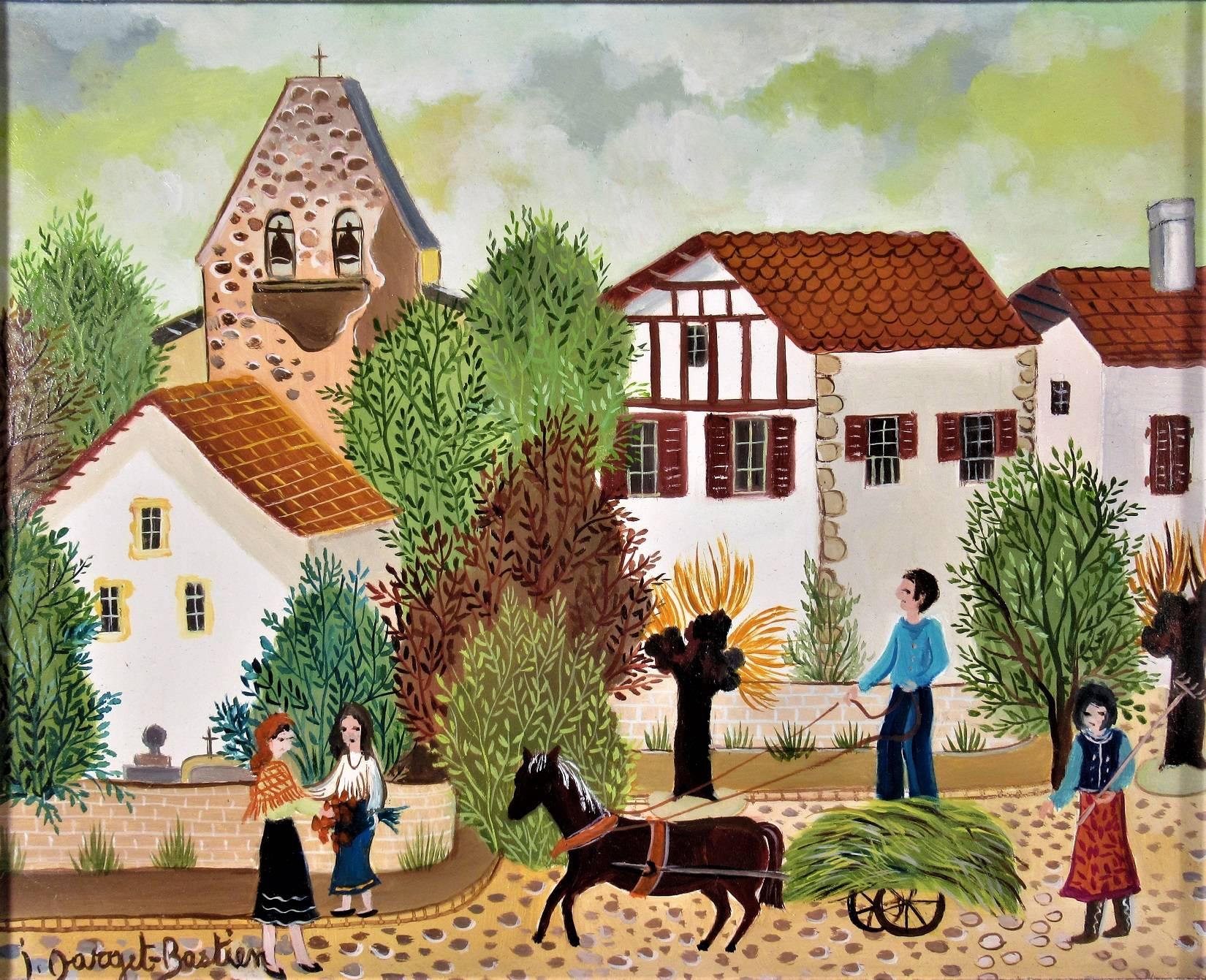 La Charette de Lion - Painting di Irene Darget-Bastien