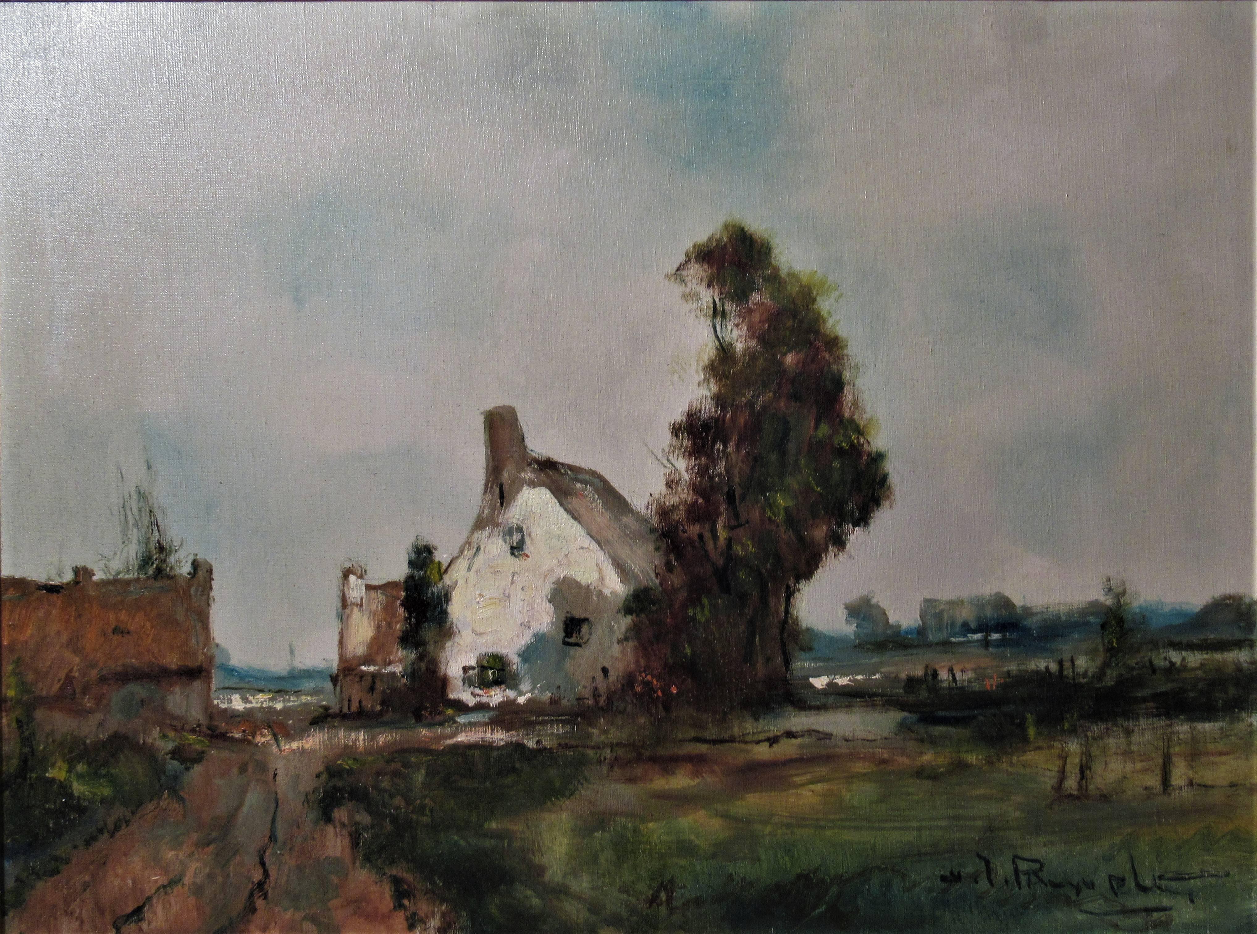 Landscape with Farm - Painting by Henri Joseph Pauwels