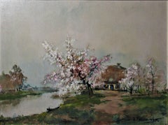 Paysage avec rivière et ferme