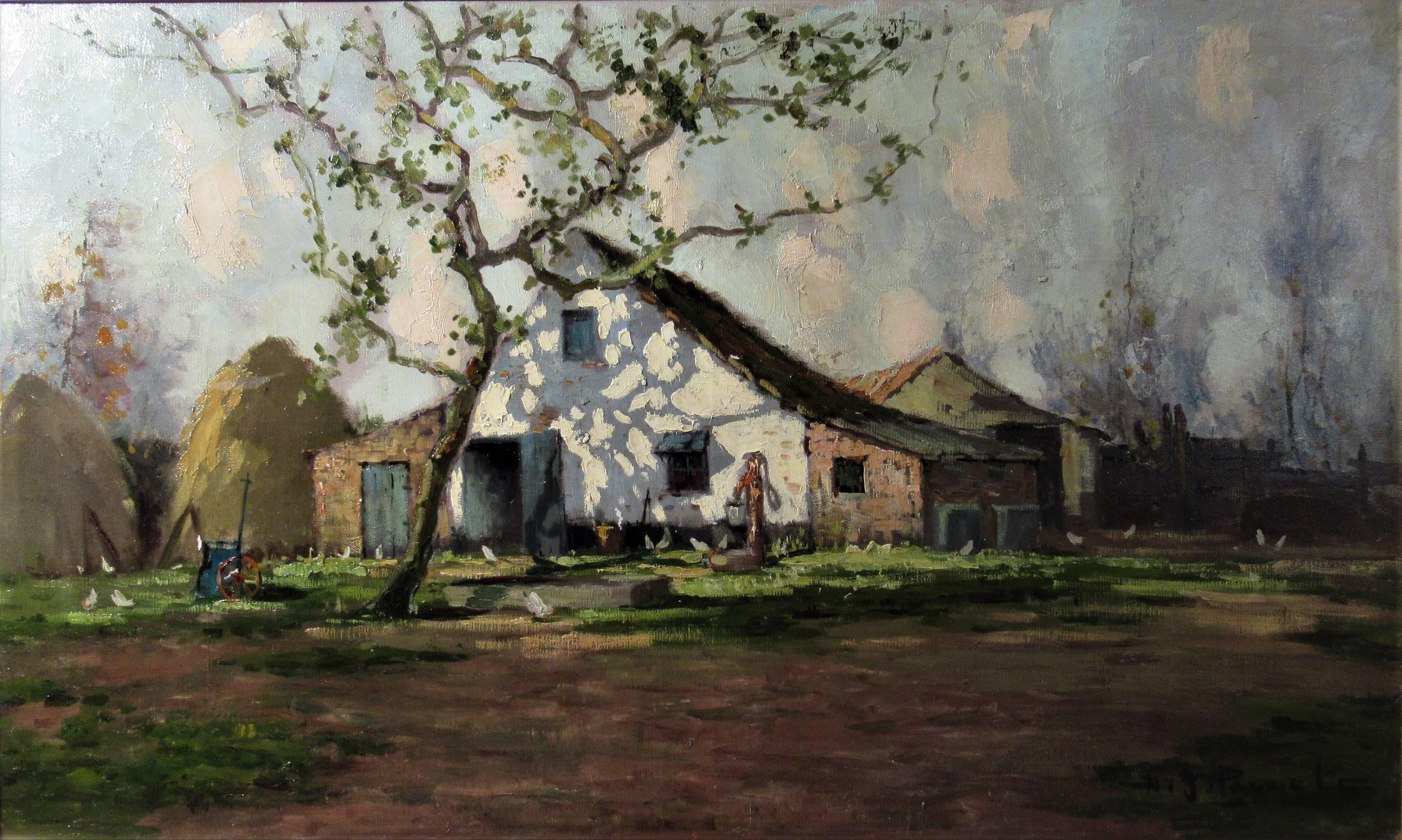 Farmyard - Painting by Henri Joseph Pauwels