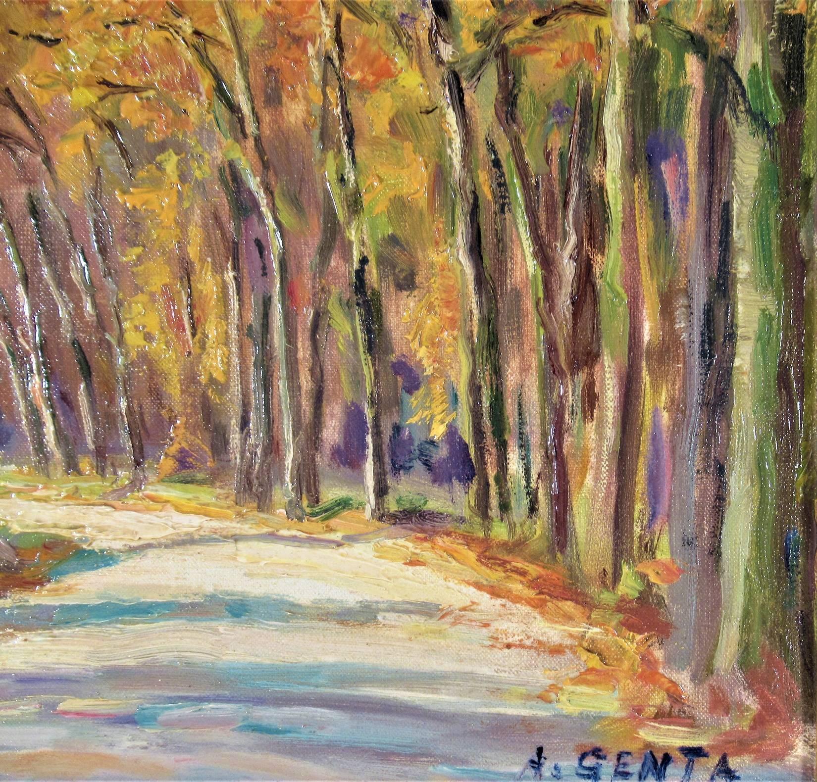 Le Bois de Vicennes - Impressionnisme Painting par Albert Genta