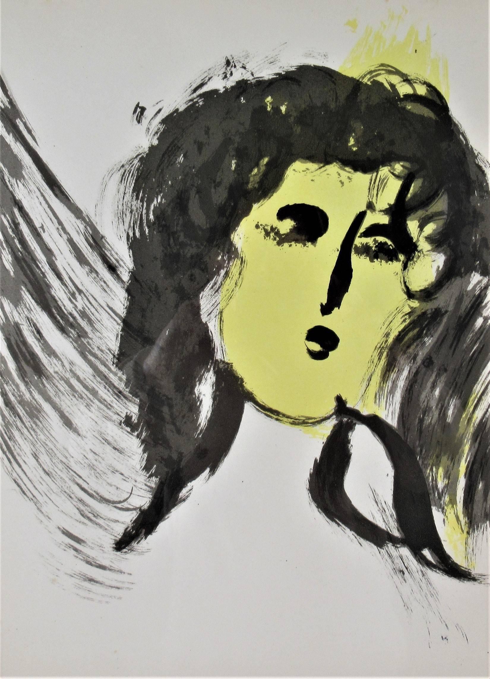 Lithographie originale en couleur « L'ange » de « La Bible ». - Print de Marc Chagall