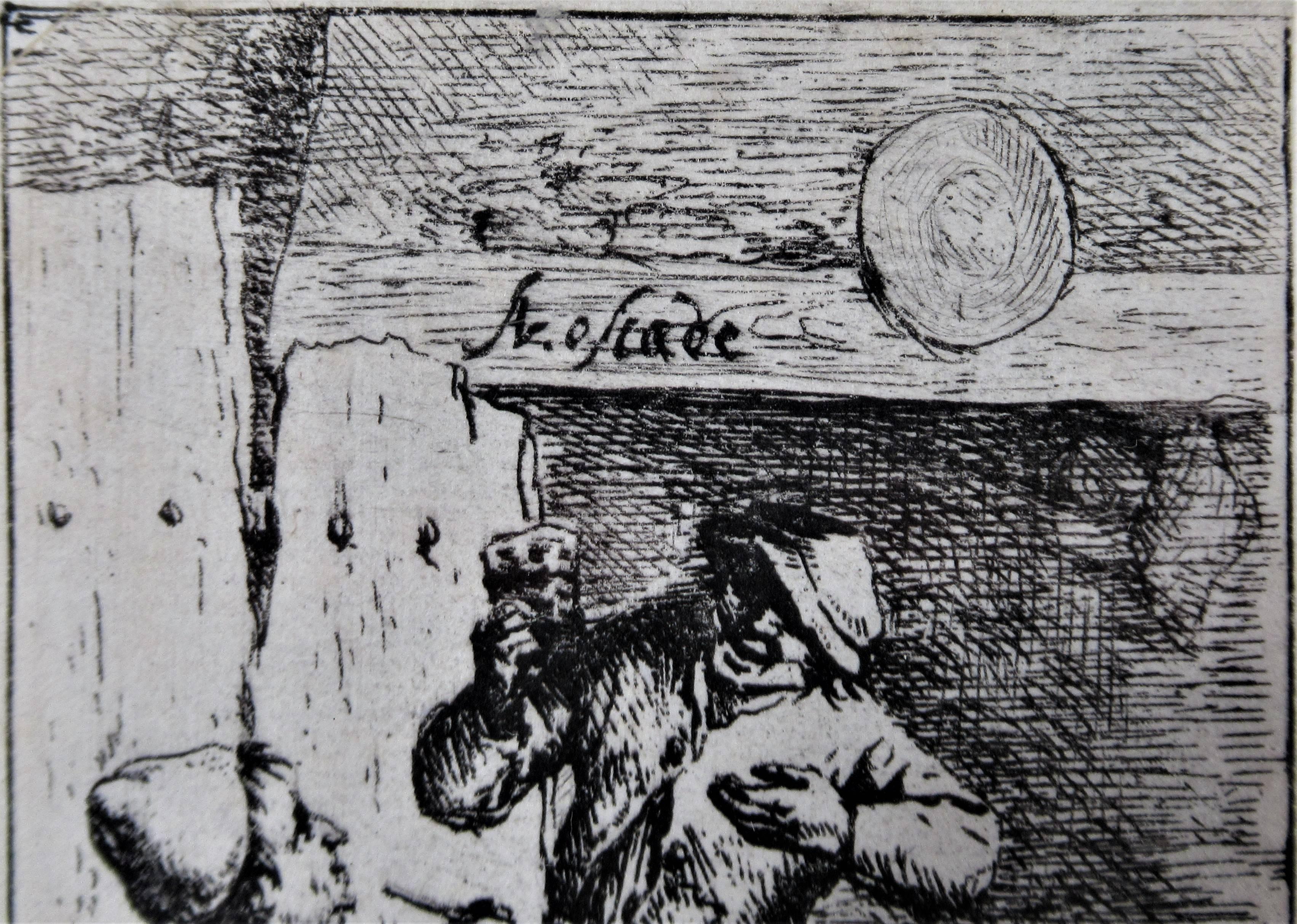 Le fumeur et le buveur - Maîtres anciens Print par Adriaen van Ostade