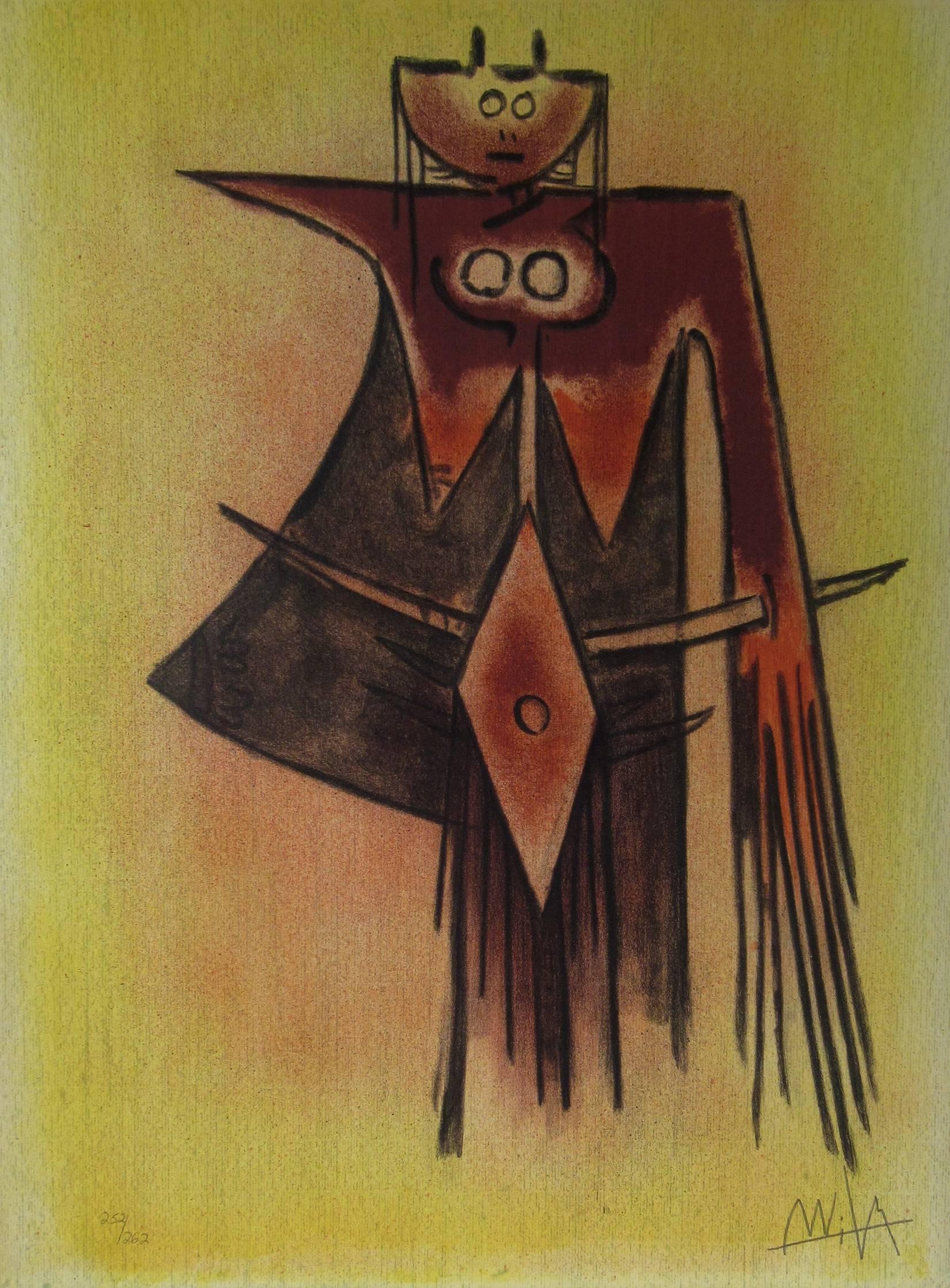 Figurative Print Wifredo Lam - De Demoiselle Blasonee, de la suite Pleni Luna.