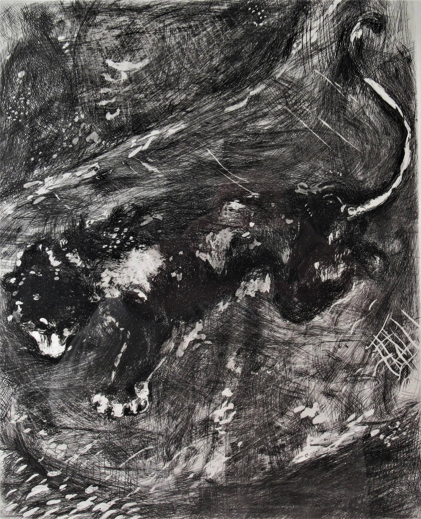 Le lion et le guindant - Print de Marc Chagall