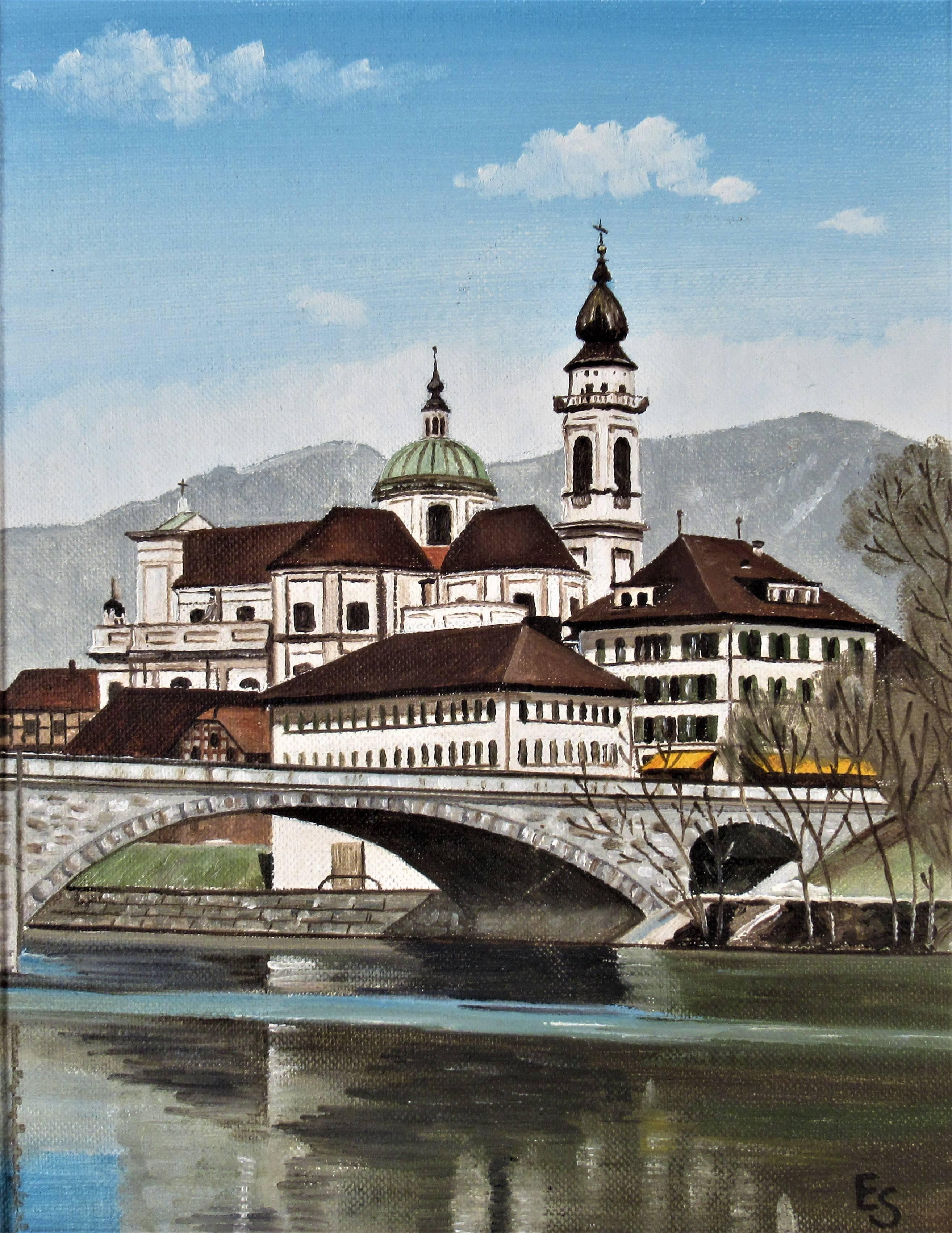 Solothman on the Aase, Switzerland - Painting by Eugene Schmidt