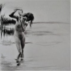 Nude Woman Combing Her Hair