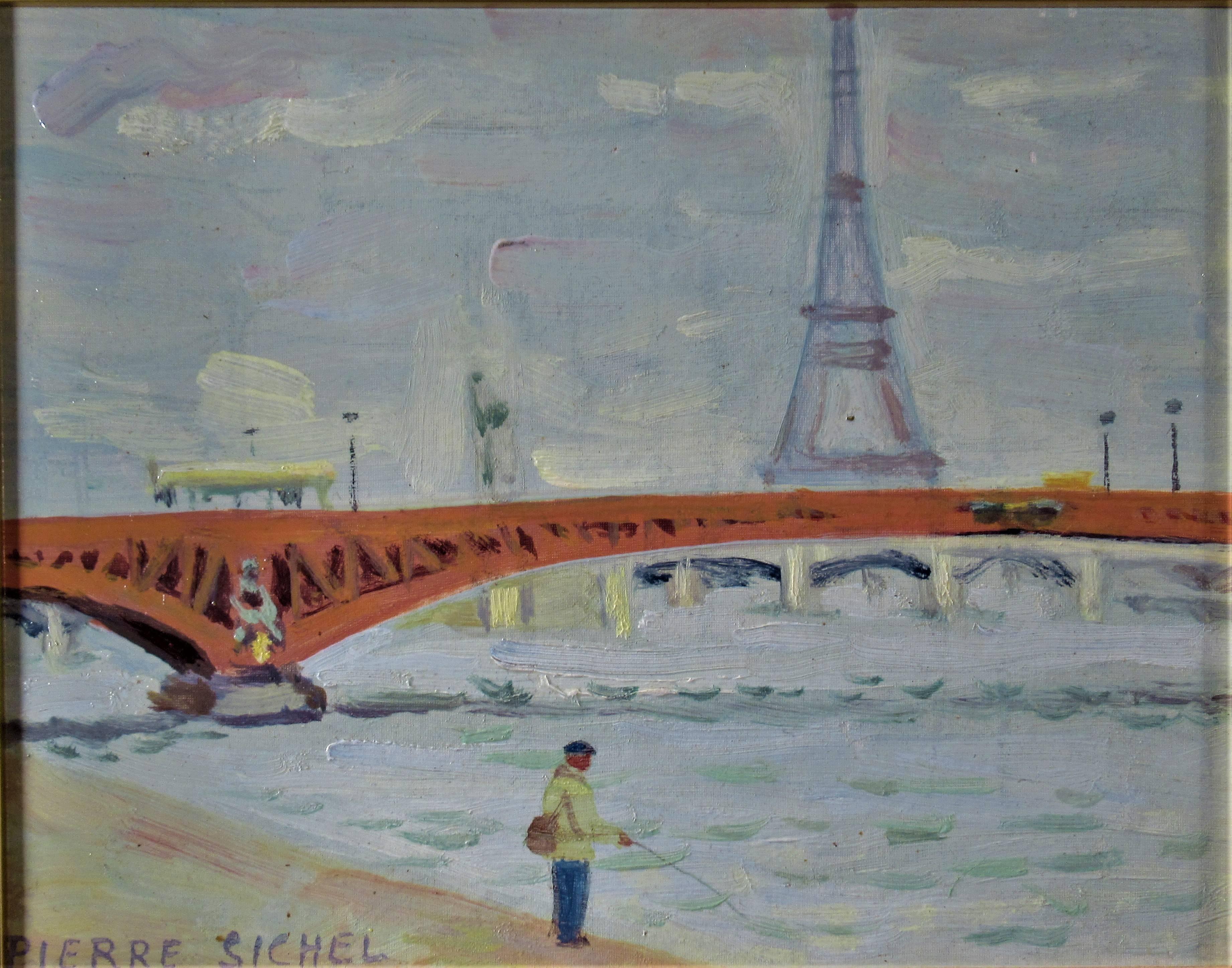 La Tour Eiffel, Vue de Paris - Painting by Pierre Sichel
