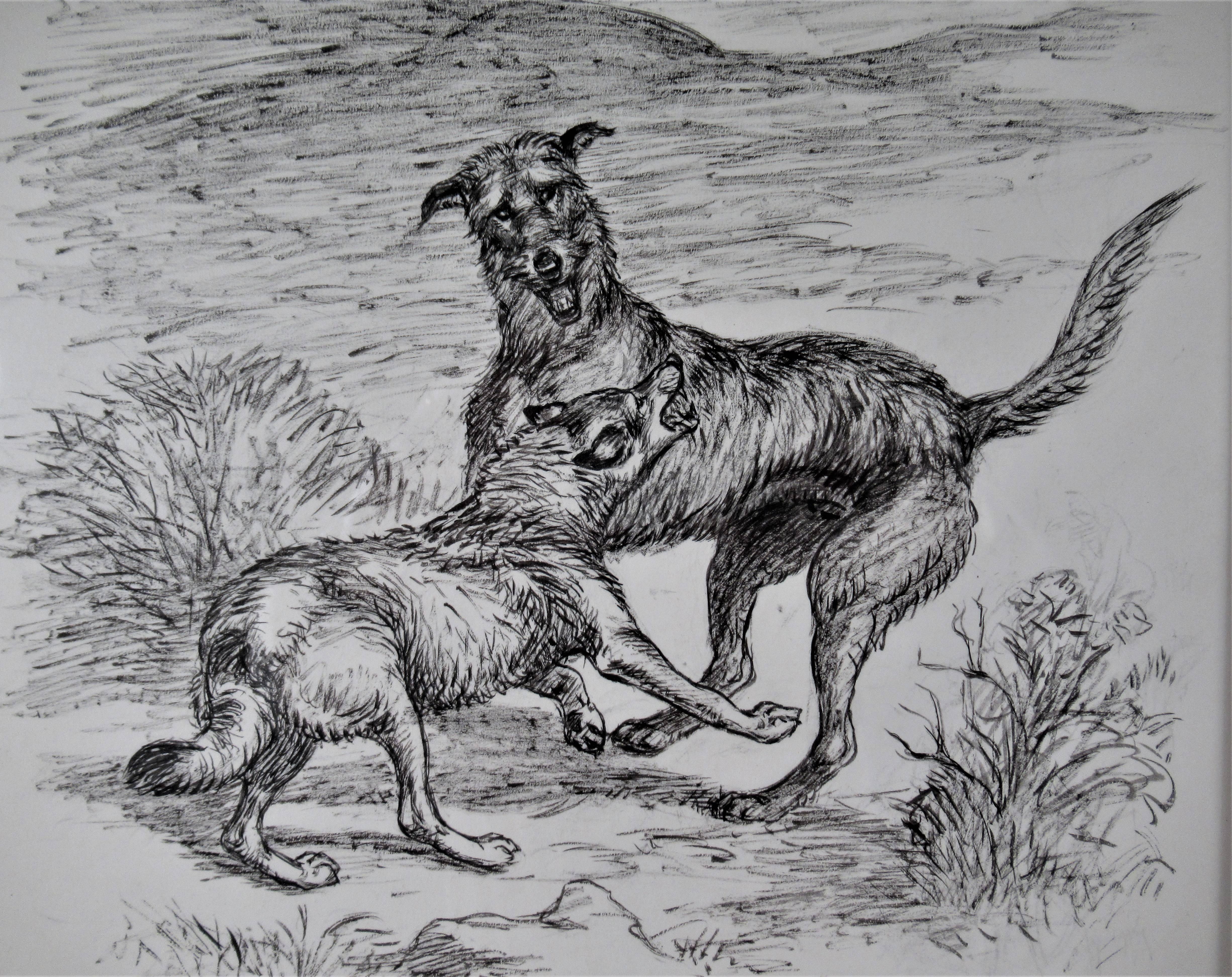 Hunde- und Wolf-Kampf (Realismus), Art, von Margaret Sweet Johnson