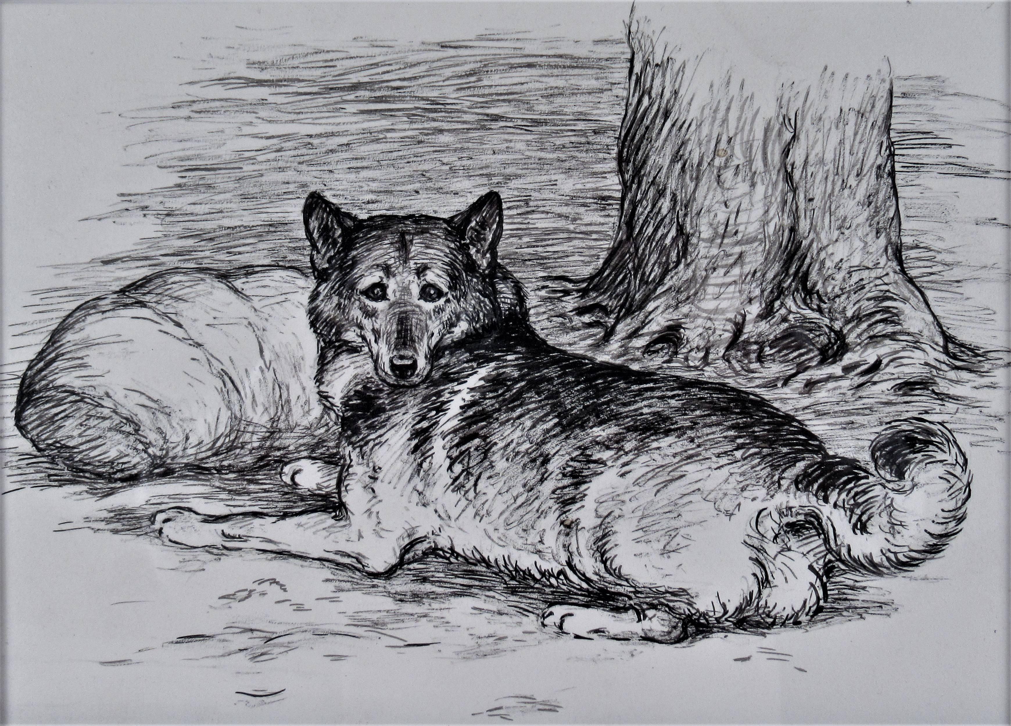 L'Elkbound si sdraiò accanto alla bandella - Art di Margaret Sweet Johnson