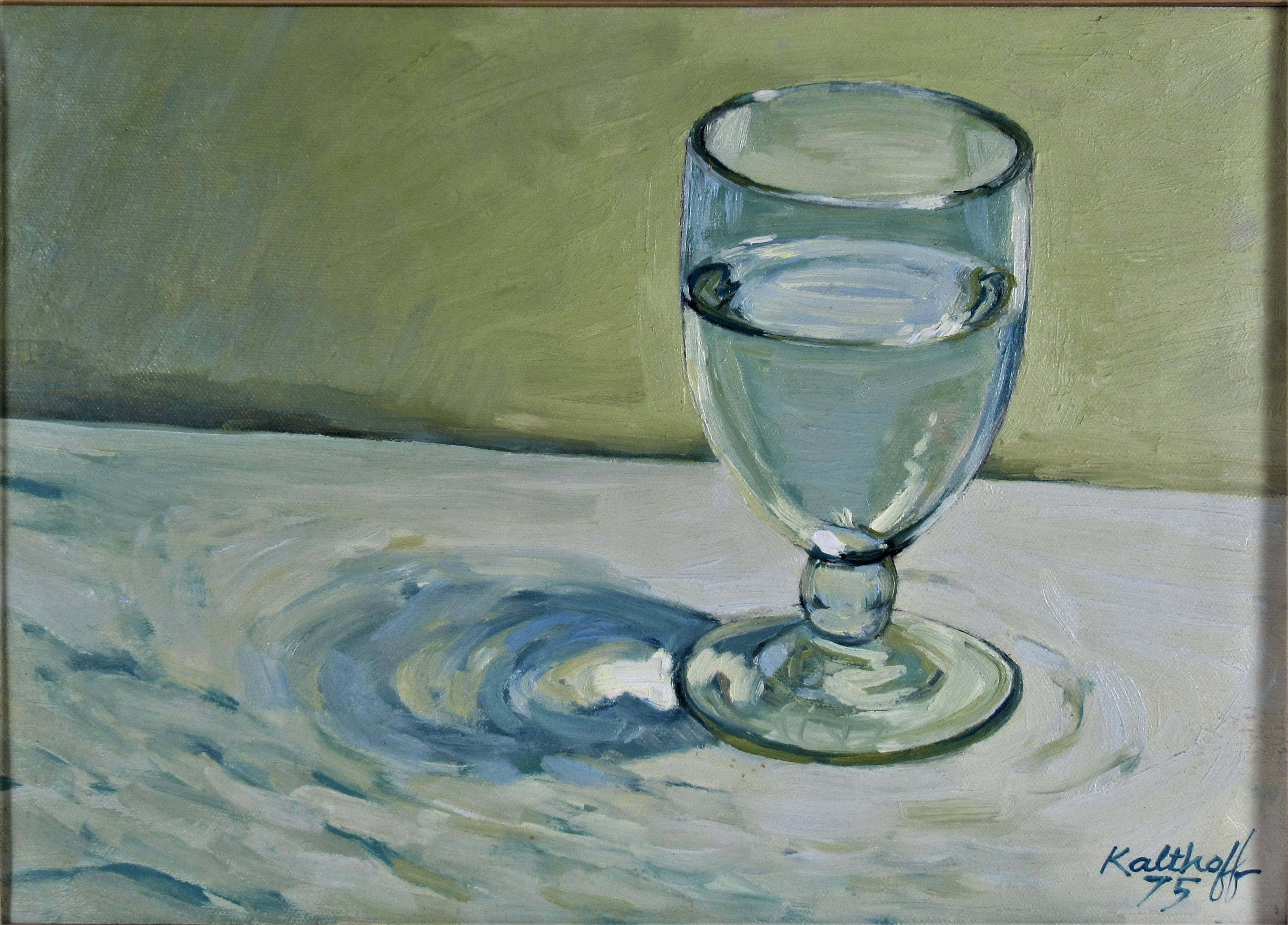 Stillleben mit weißem Weinglas – Painting von Robert Kalthoff