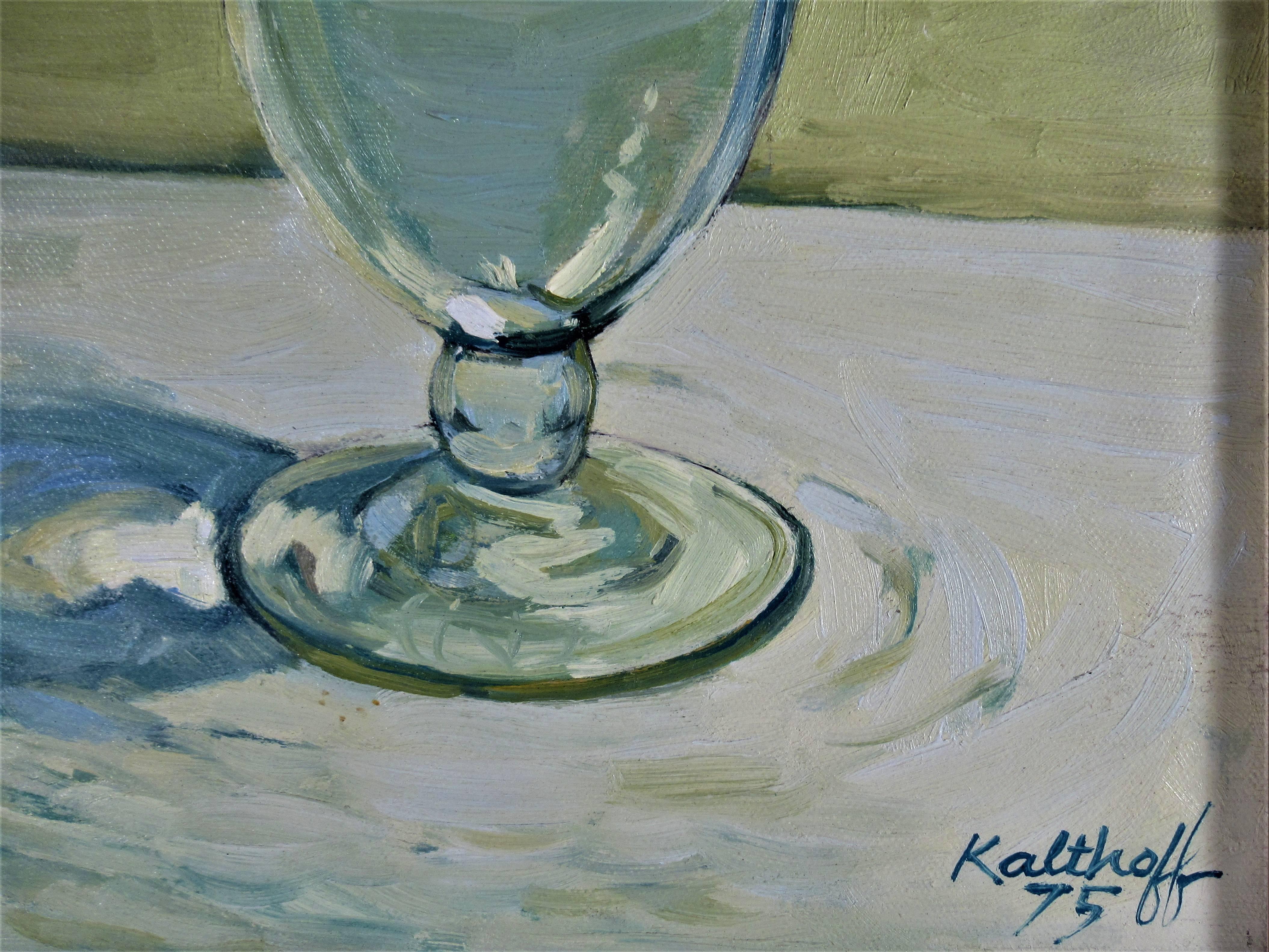 Nature morte avec verre à vin blanc - Impressionnisme Painting par Robert Kalthoff