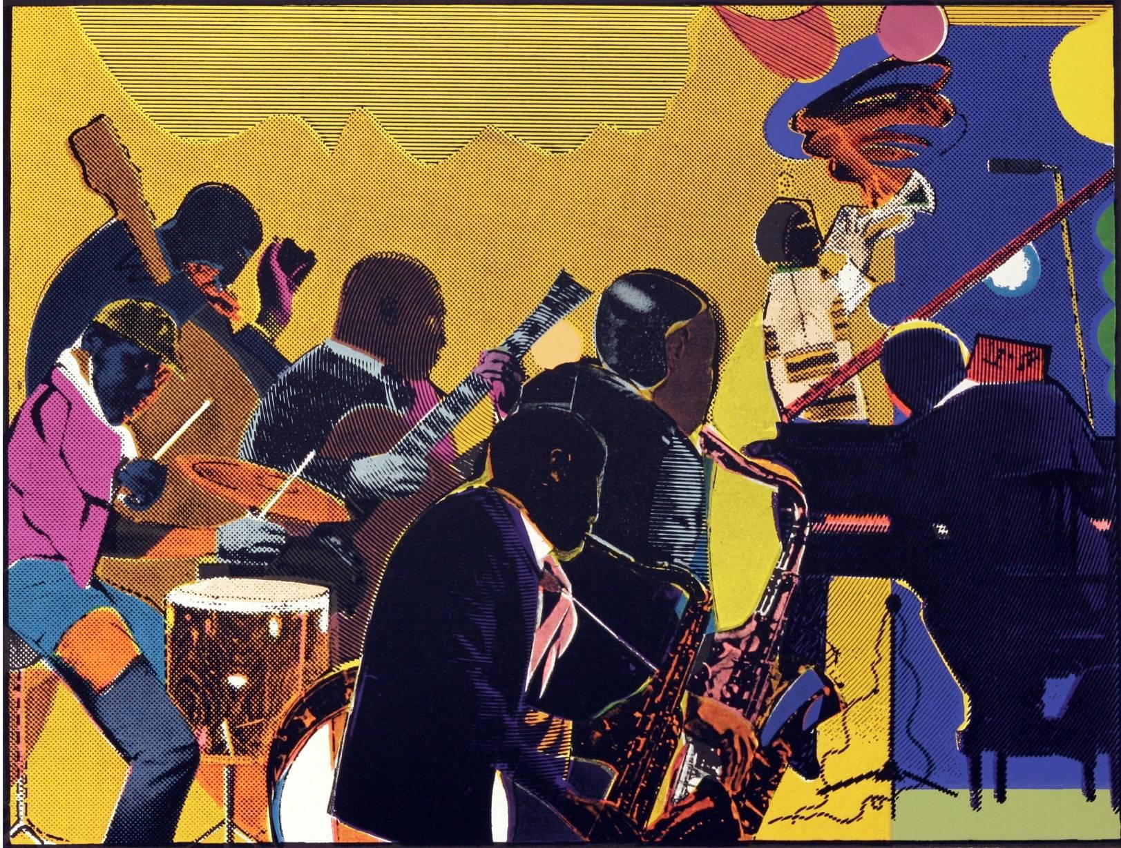 Romare Bearden Figurative Print - OUT CHORUS, 1979-80, from The Jazz Series