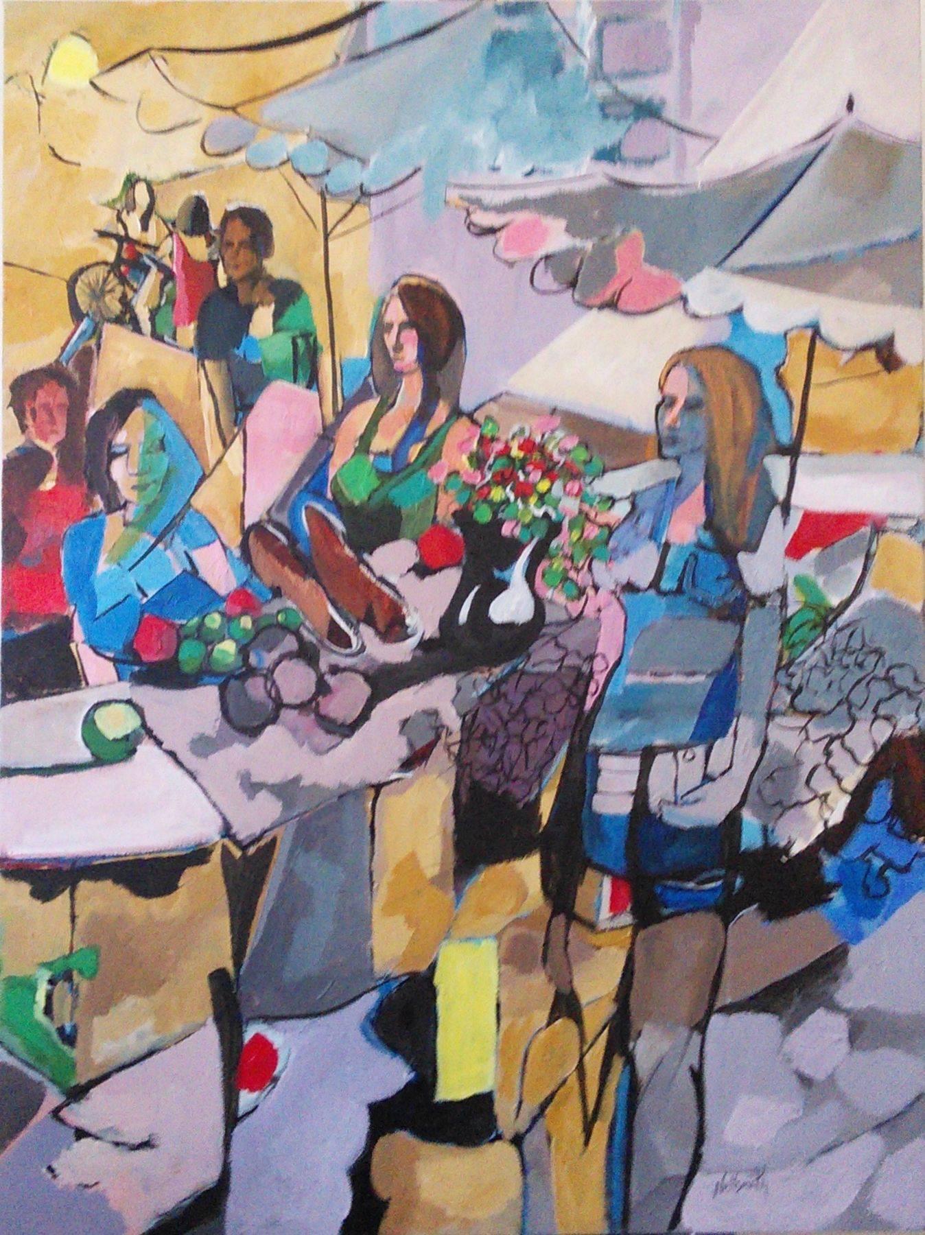 Bruce Nellsmith Interior Painting - Women at Market II