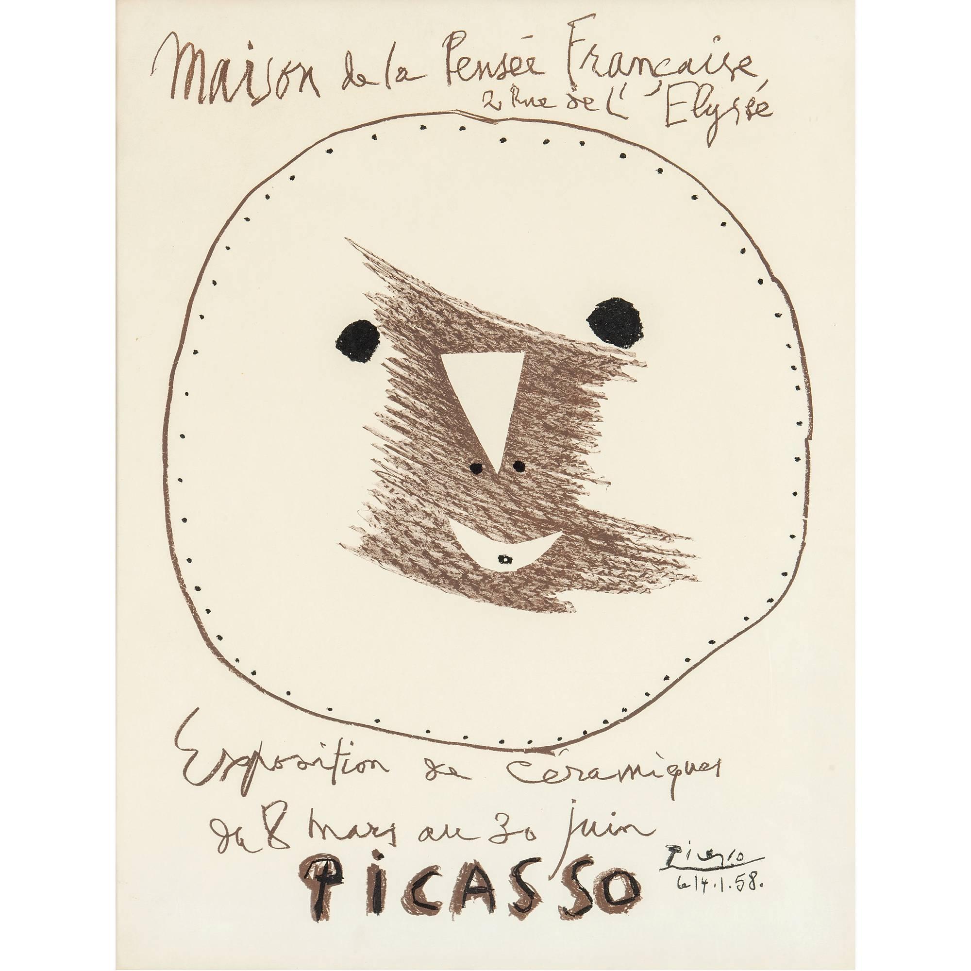 Pablo Picasso Abstract Print - Maison de la Pensée Française, Original Lithograph, 1958