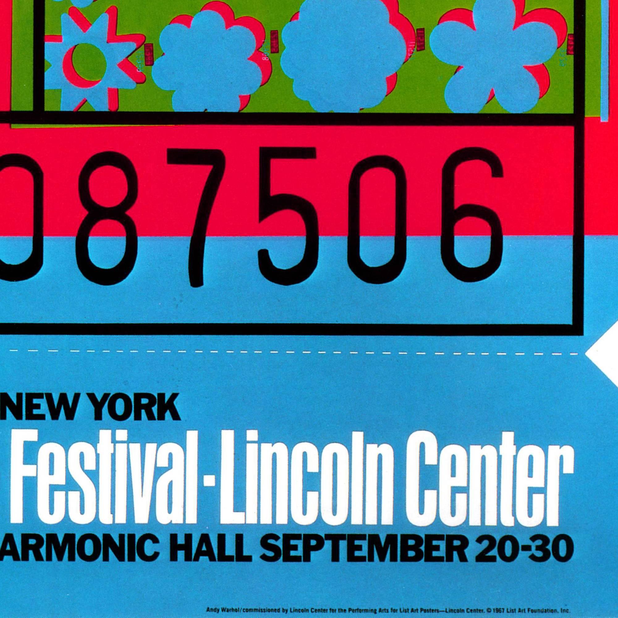 andy warhol lincoln center ticket for sale