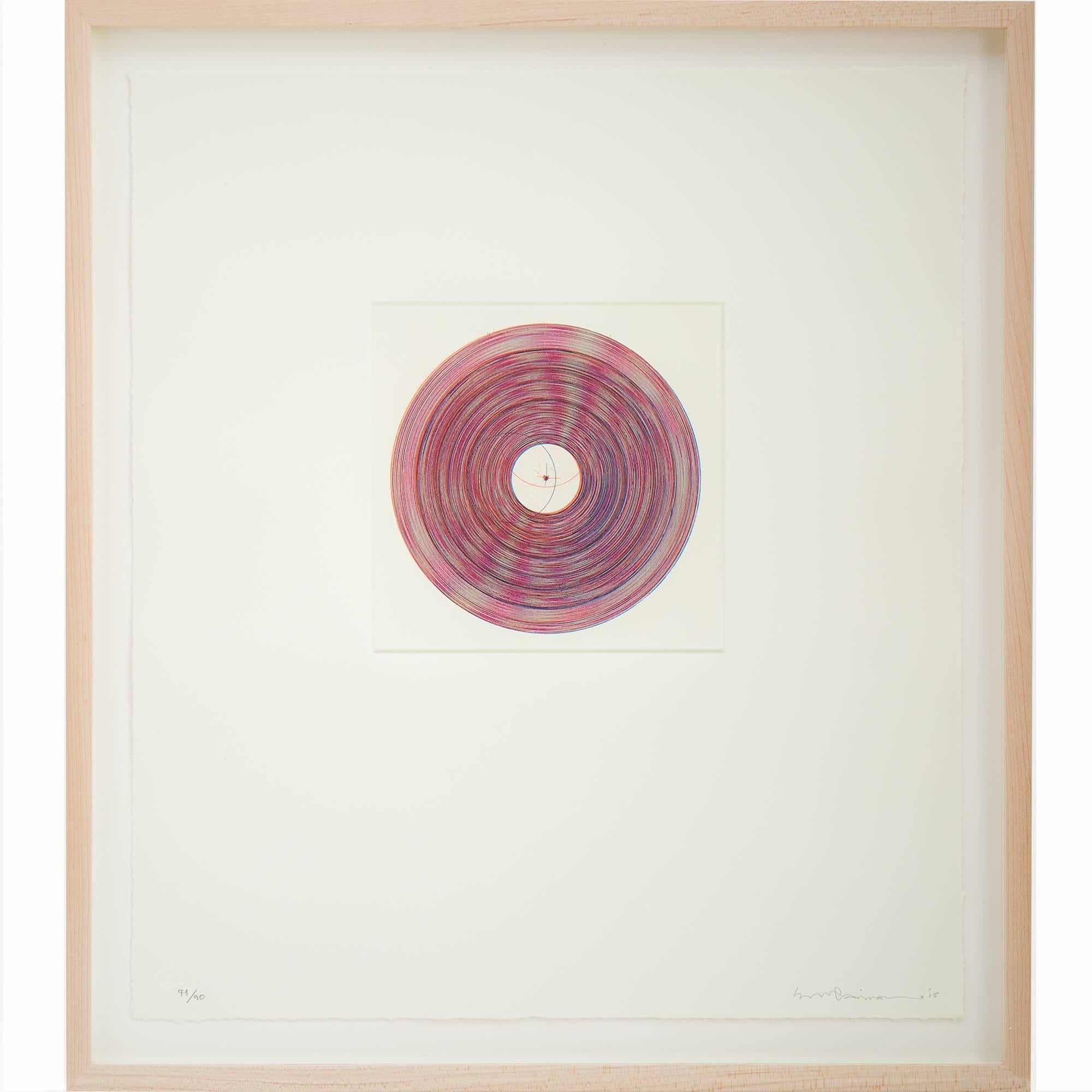 Ernesto Caivano Abstract Print - Electron Orbits, Photon Release, and Entanglements, unique print, 2015