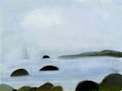 Sailboat With Rocks At Sea