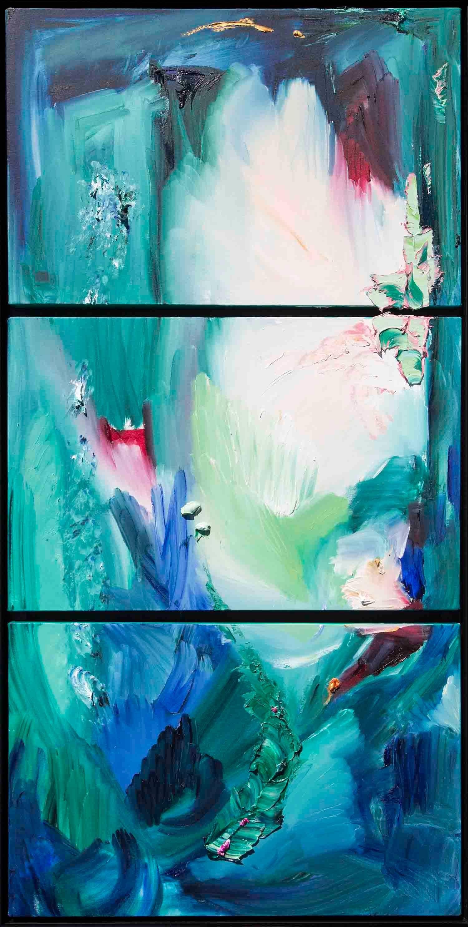 J.D. Miller Abstract Painting - Emerald Dream Triptych