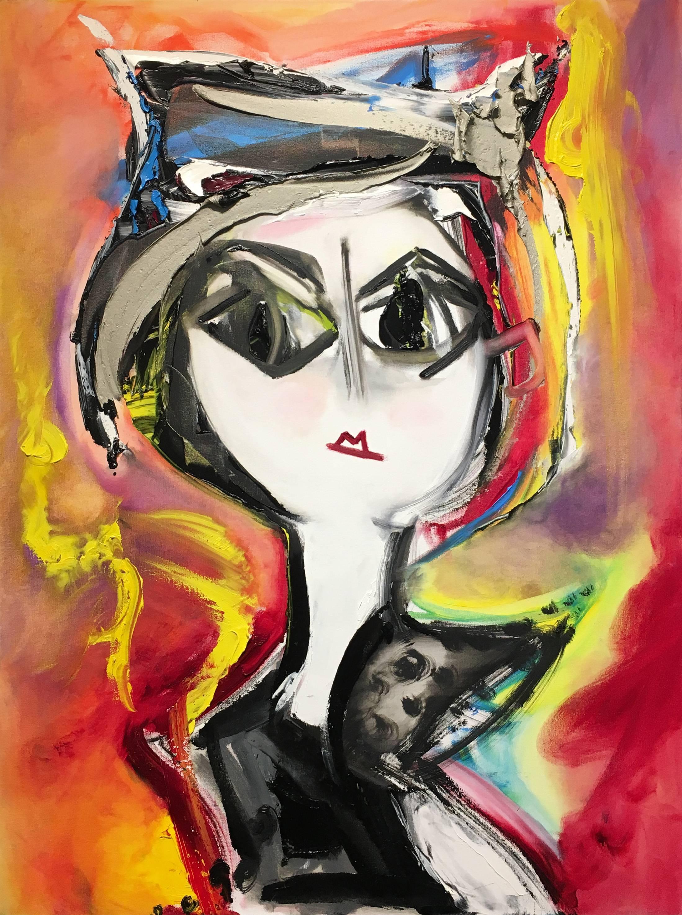 Lea Fisher Abstract Painting - Self-Portrait 911