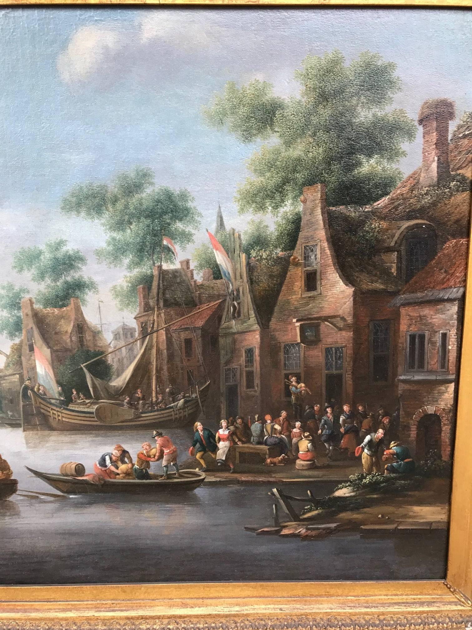 Dutch Boating Scene - Painting by Eise Aetes Ruytenbach